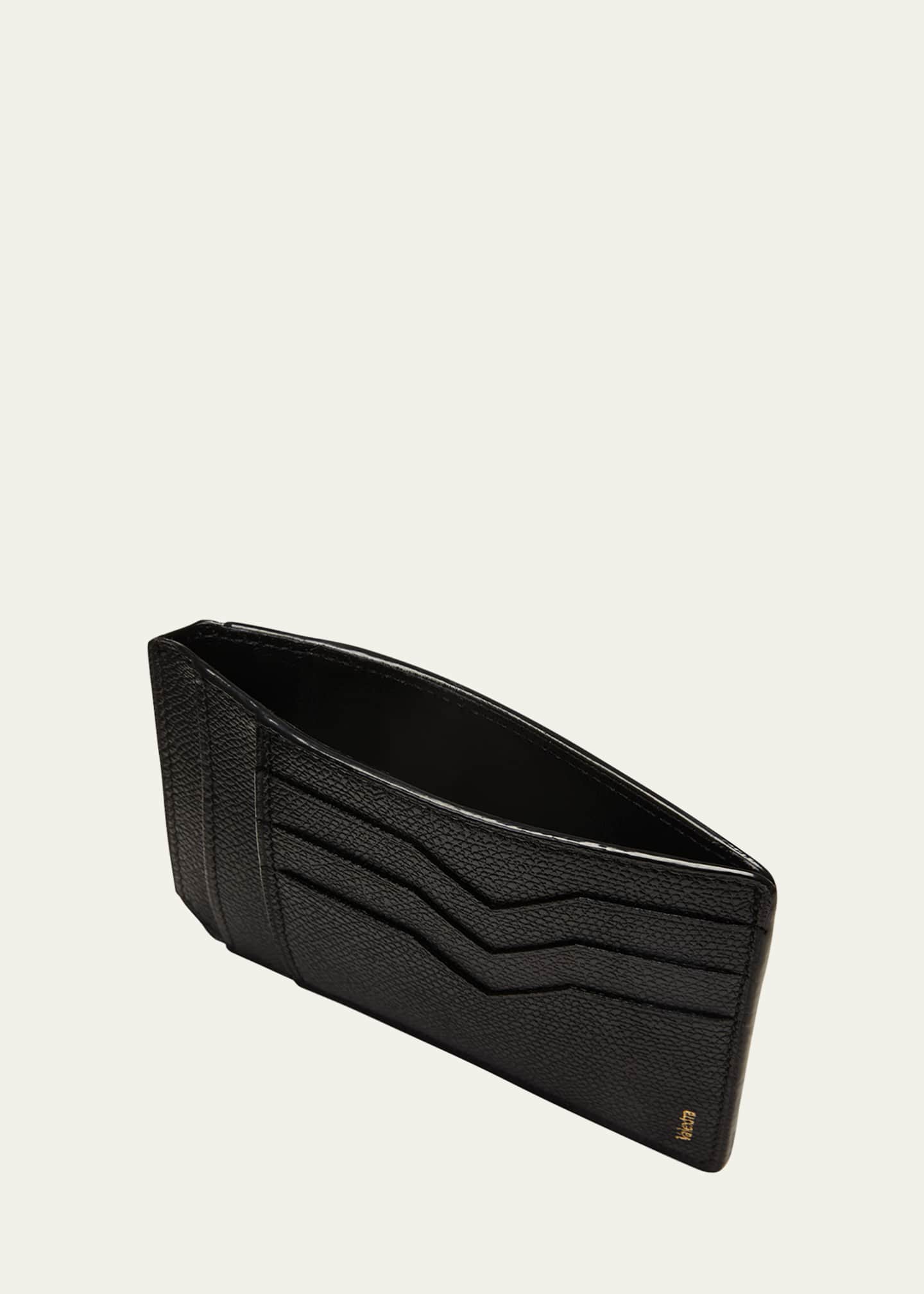Men's V-Cut Compact Pebble Leather Card Holder