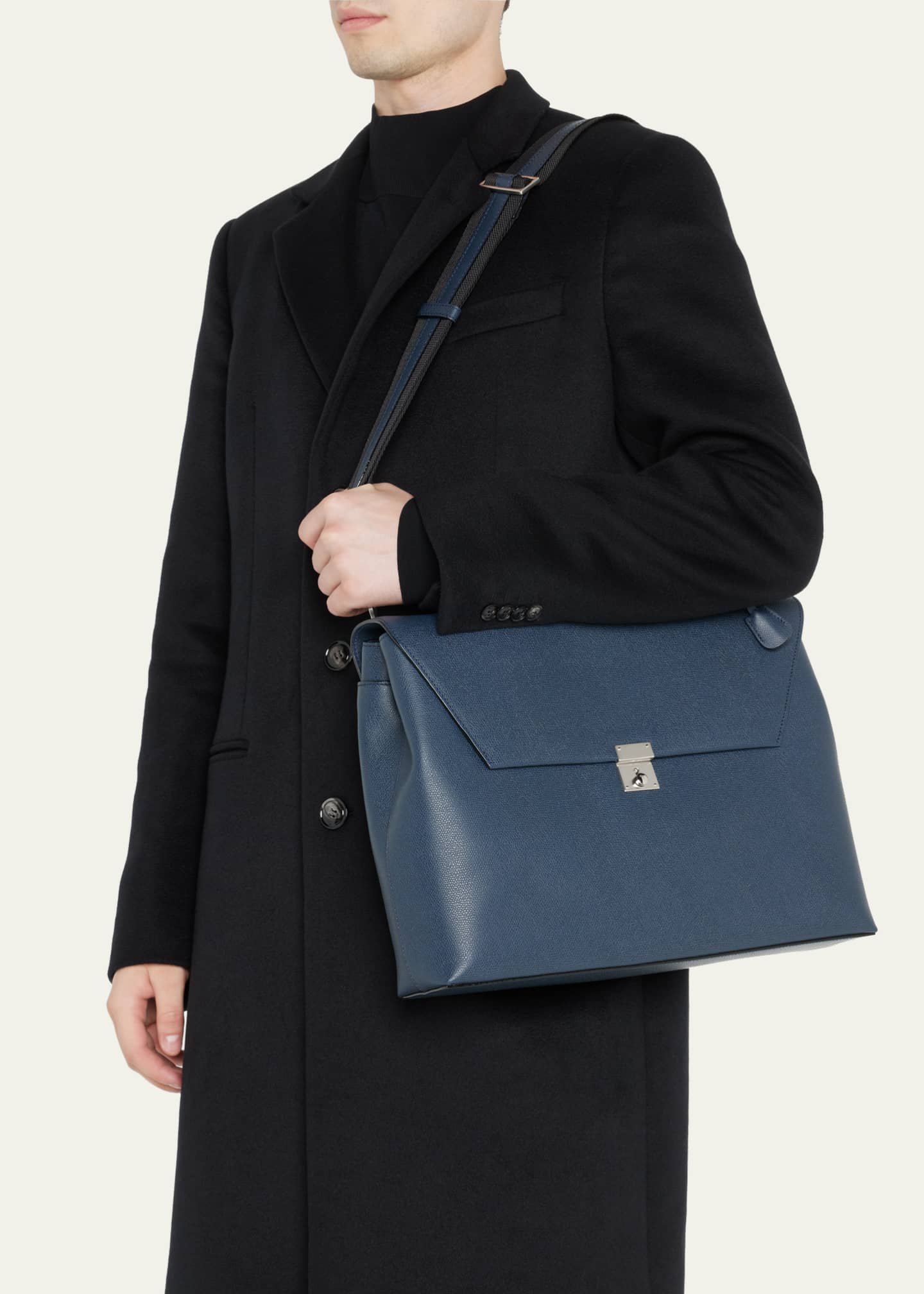 Valextra Men's Avietta Pebble Leather Briefcase Image 2 of 5