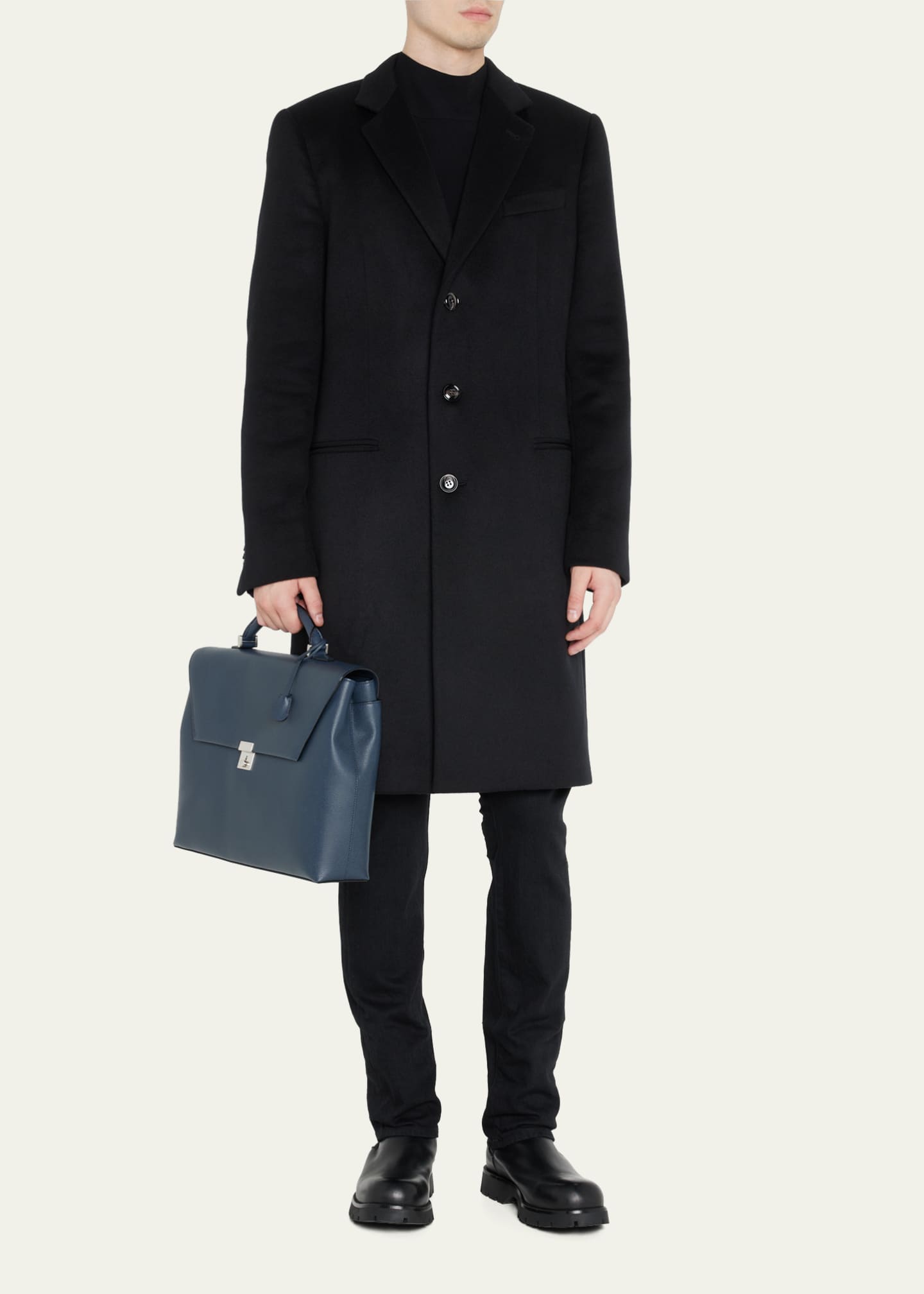 Valextra Men's Avietta Pebble Leather Briefcase Image 5 of 5