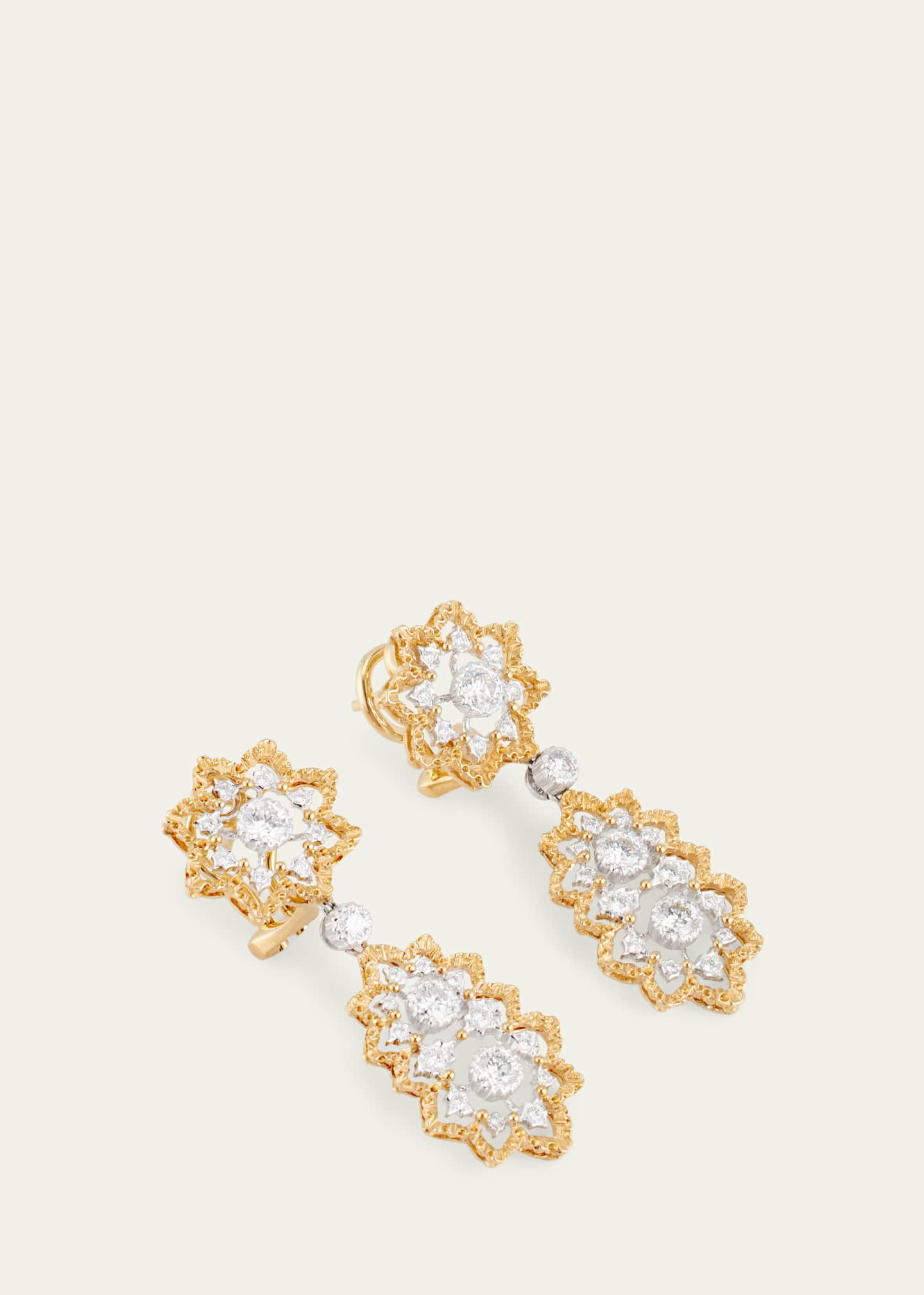 Buccellati 18K Yellow and White Gold Diamond Rombi Earrings Image 3 of 4