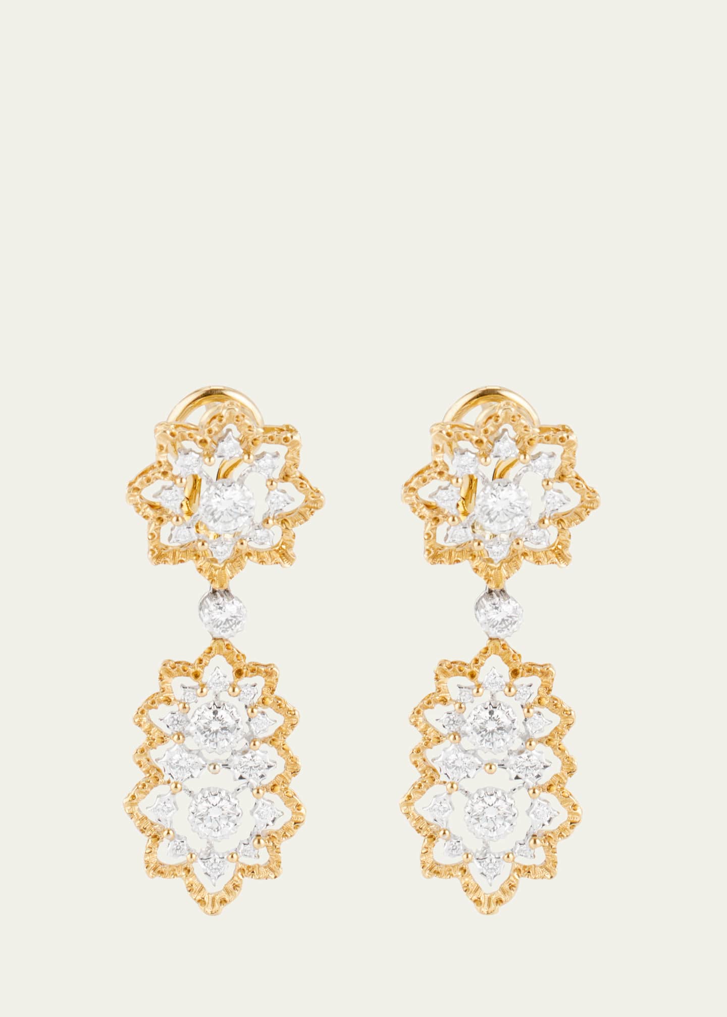 Buccellati 18K Yellow and White Gold Diamond Rombi Earrings Image 1 of 4