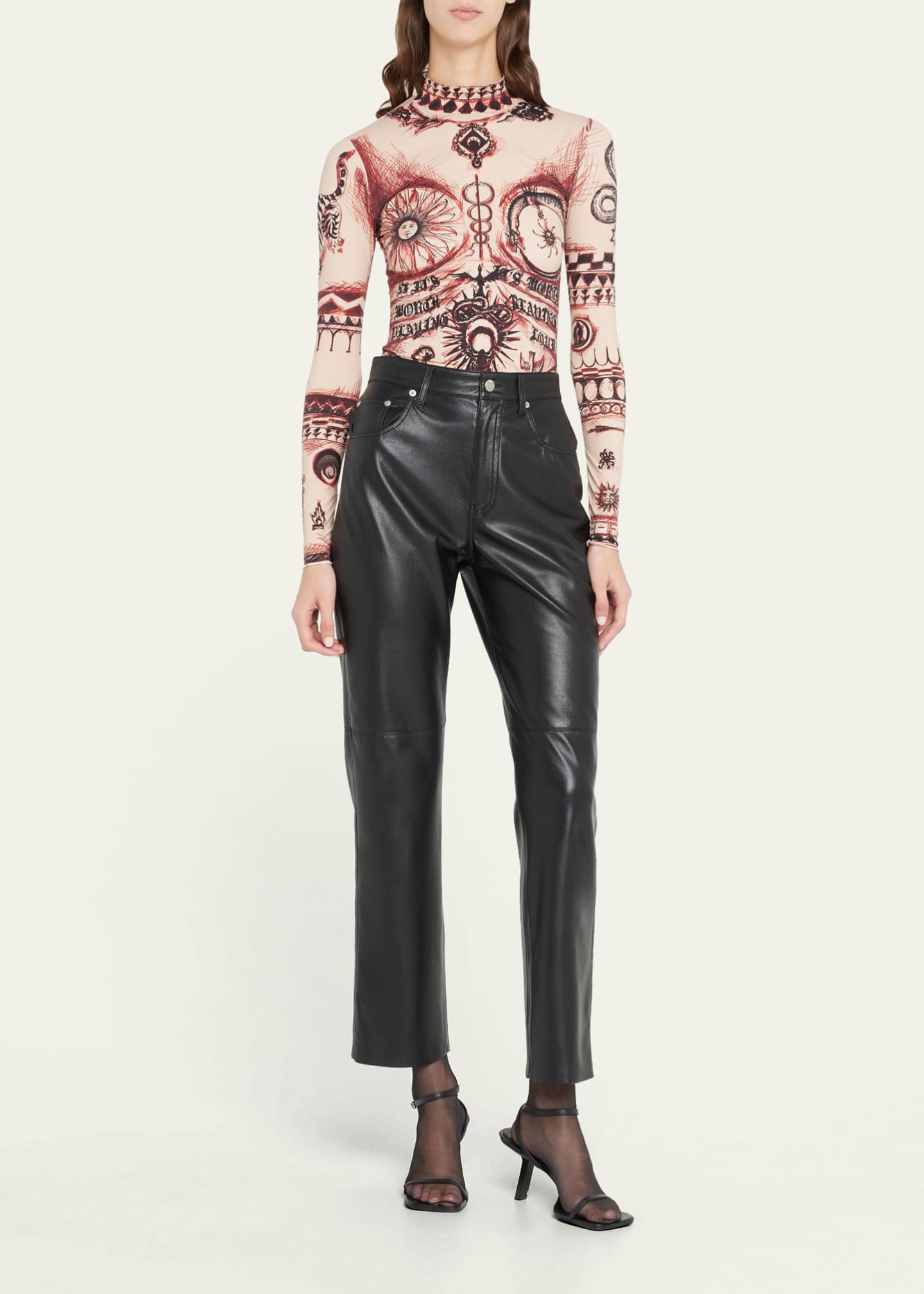 Marine Serre TattooPrint Fitted Top Bergdorf Goodman