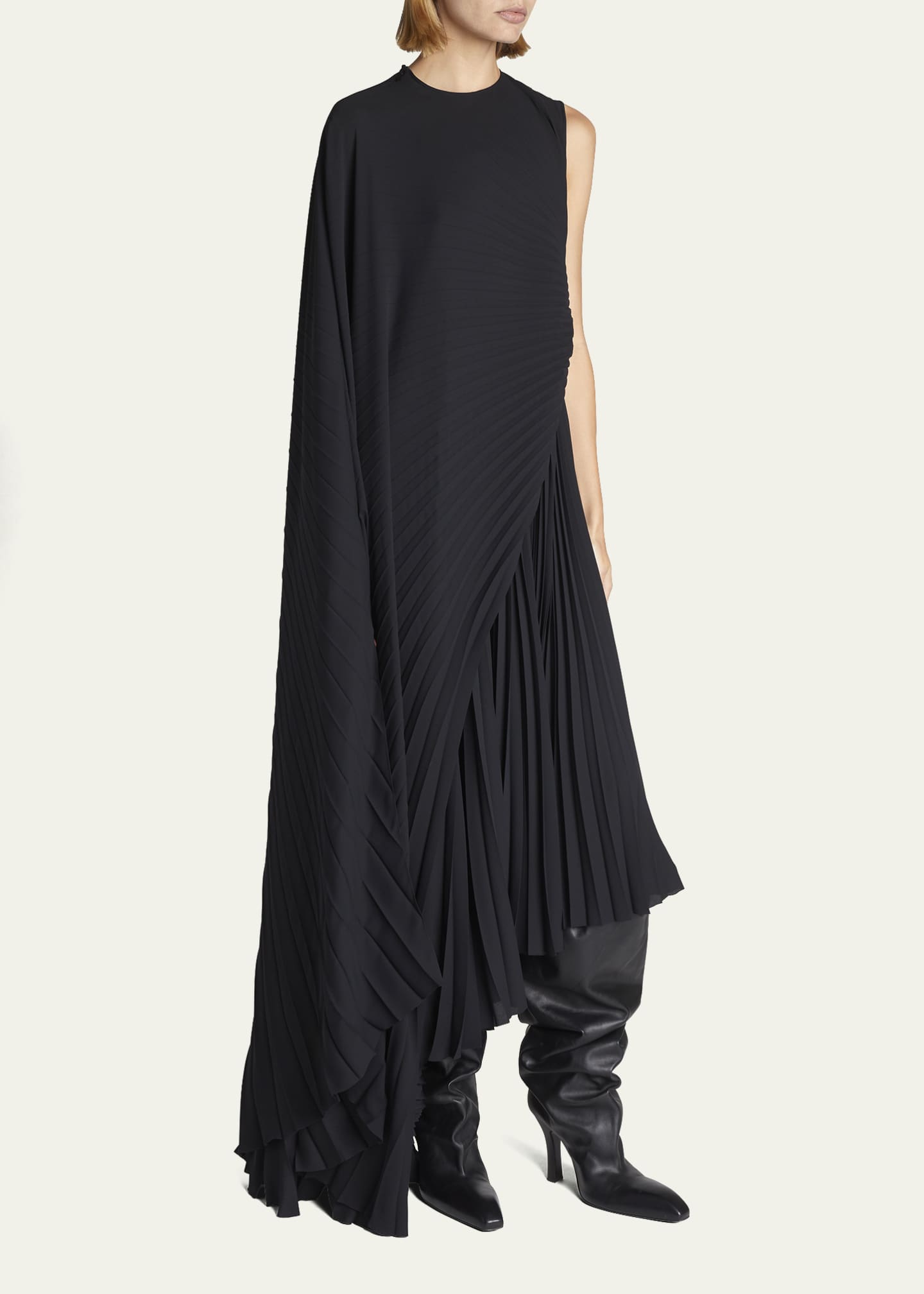 Balenciaga Asymmetric Pleated Cape Maxi Dress - Bergdorf Goodman