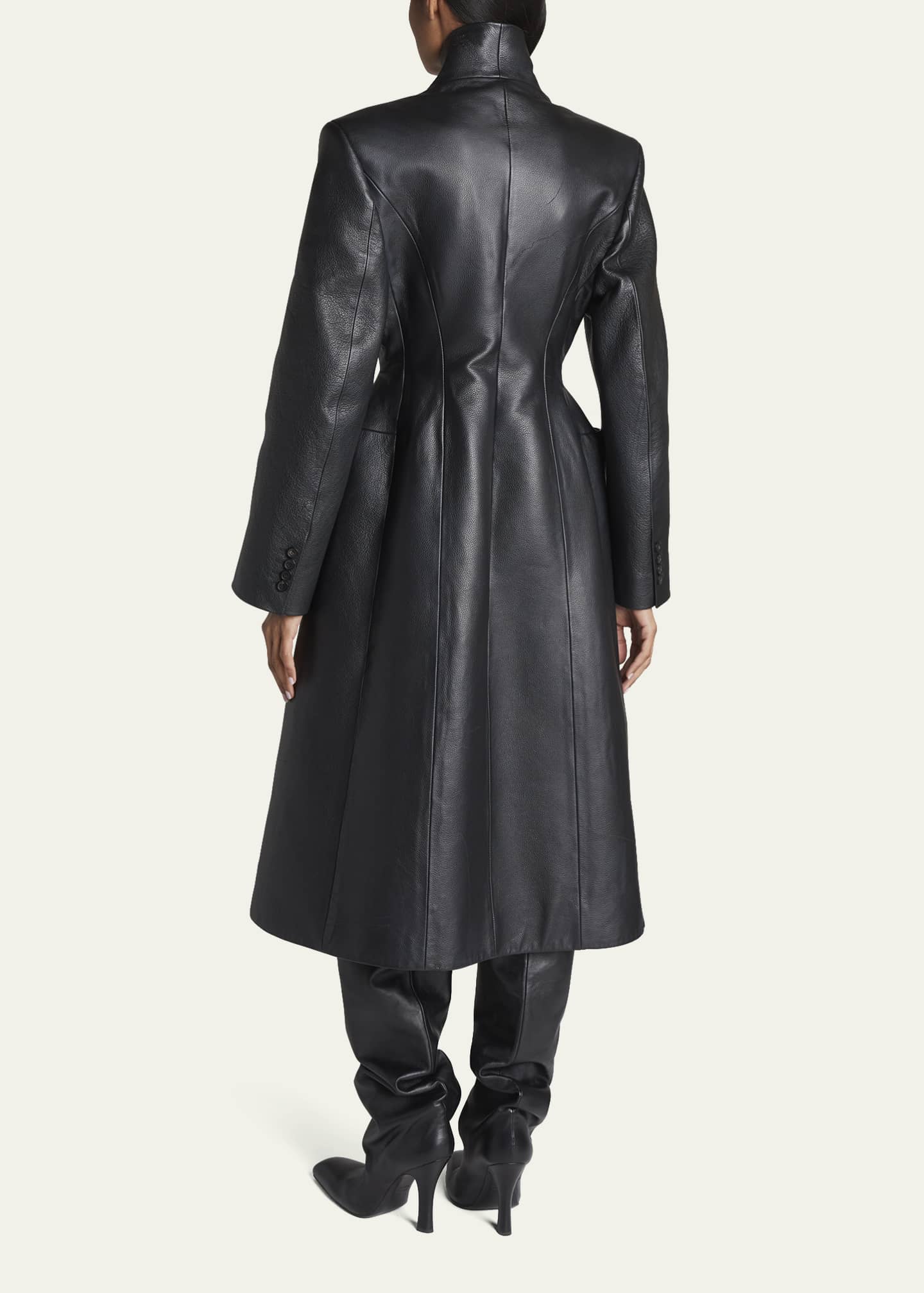 Balenciaga Hourglass Leather Coat - Bergdorf Goodman