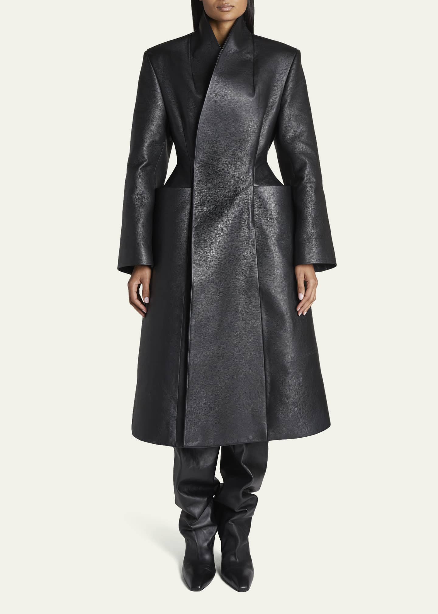 balenciaga leather coat