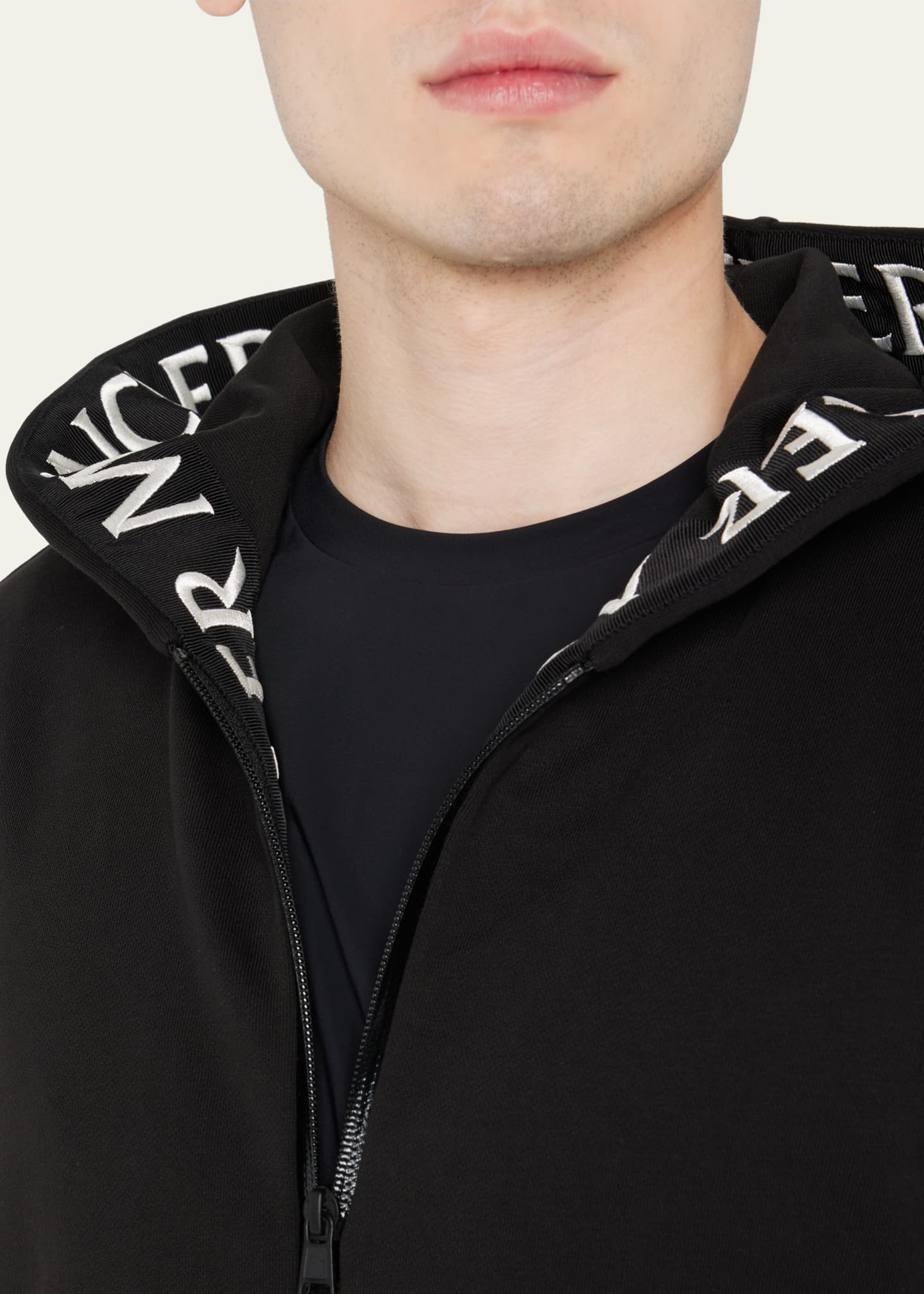 Moncler Men's Logo-Tape Fleece Zip Hoodie