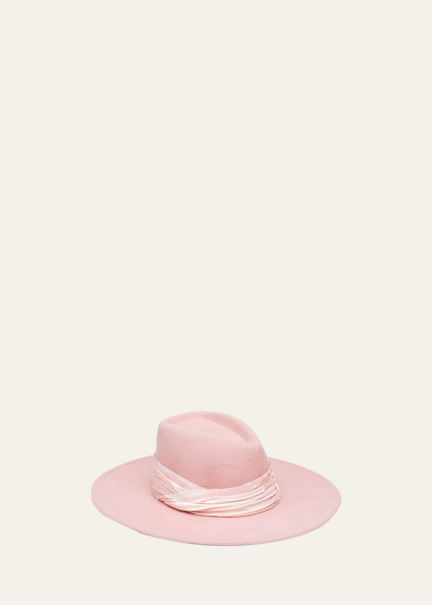 Light Pink Wide Brim Felt Hat for Women