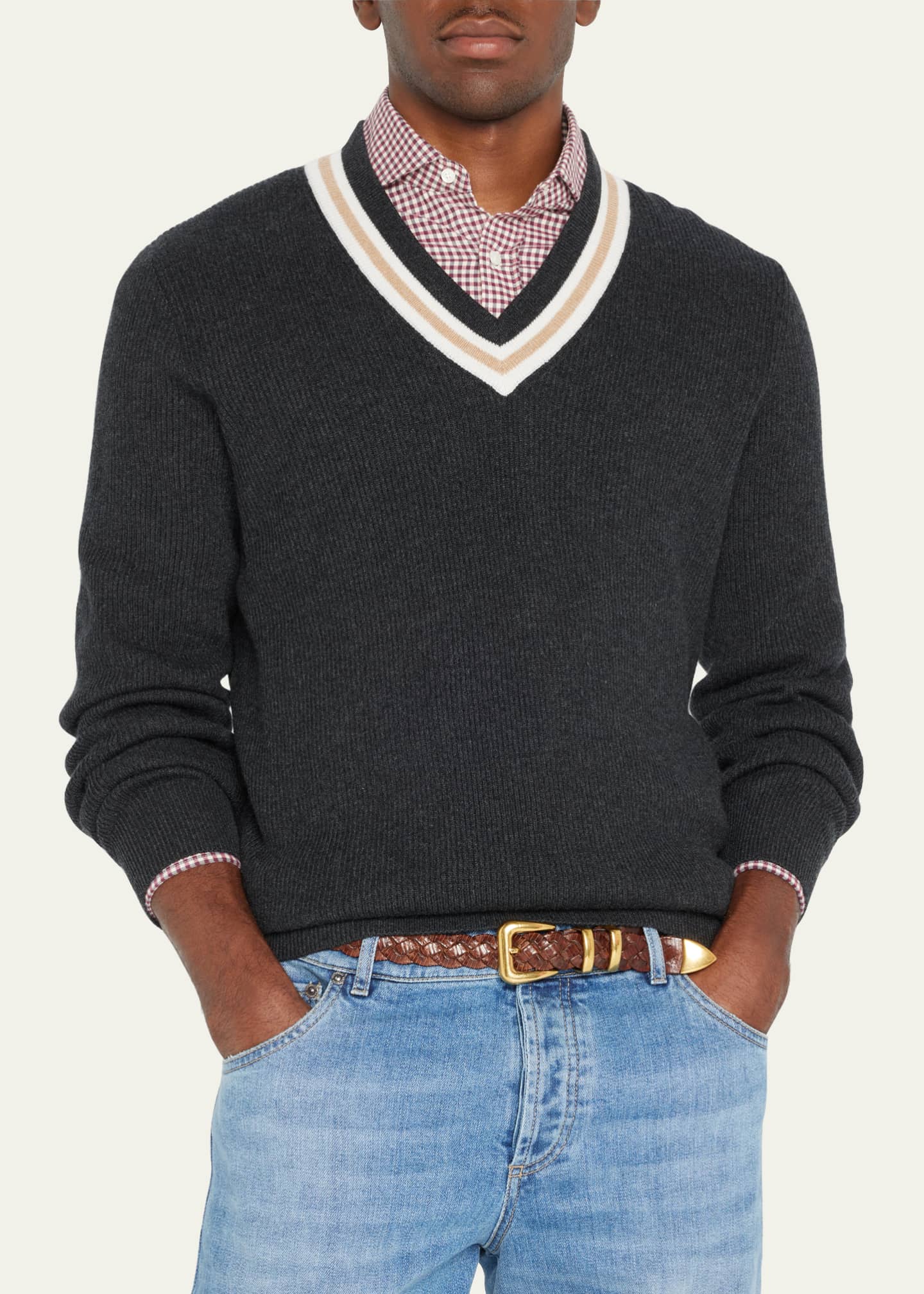 Men's v neck varsity sweater online