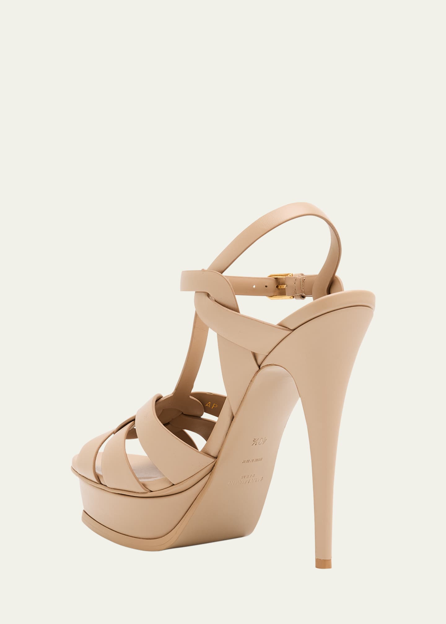 Saint Laurent Tribute Leather T-Strap Platform Sandals Image 4 of 6