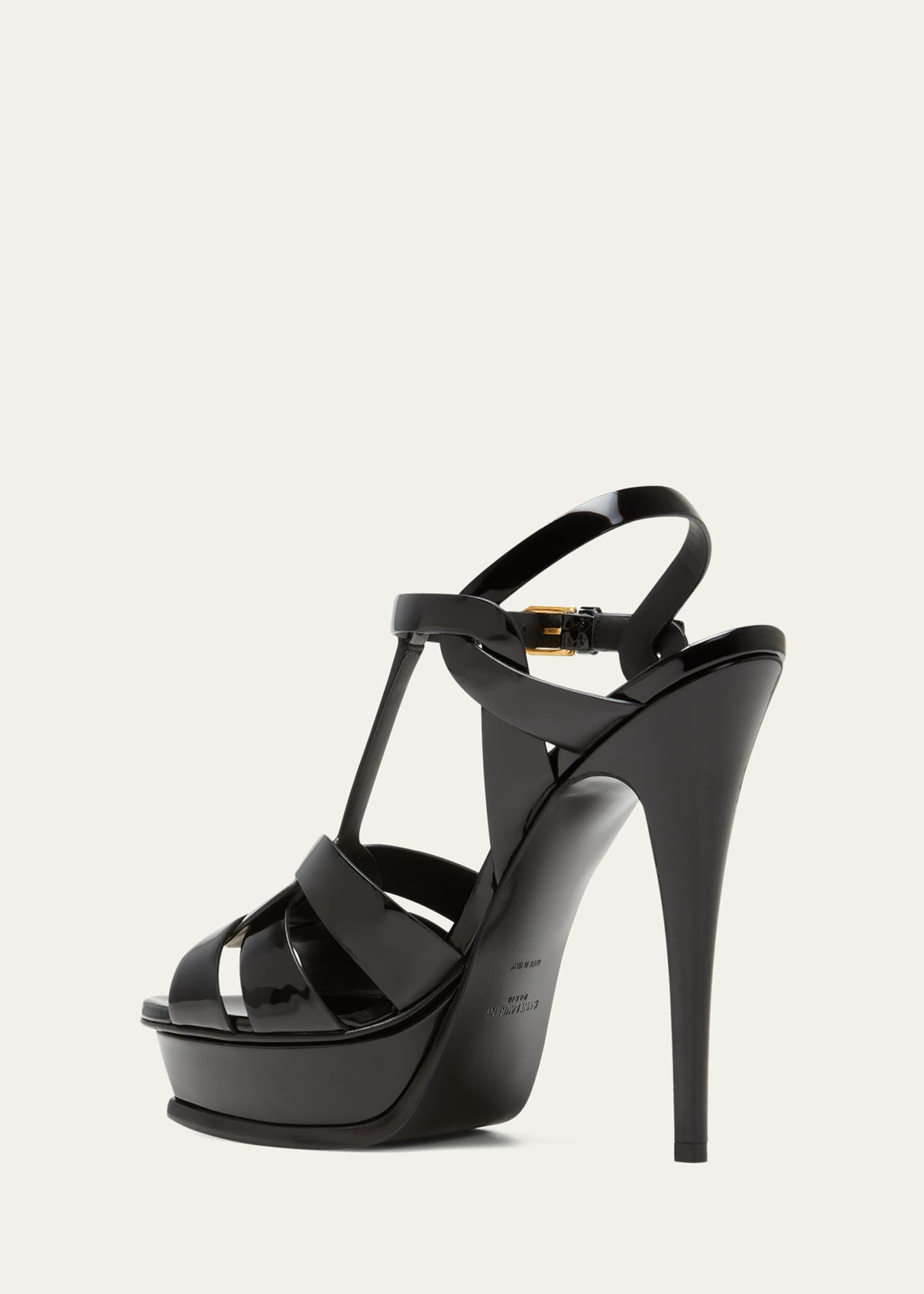 Saint Laurent Tribute Patent T-Strap Platform Sandals - Bergdorf Goodman