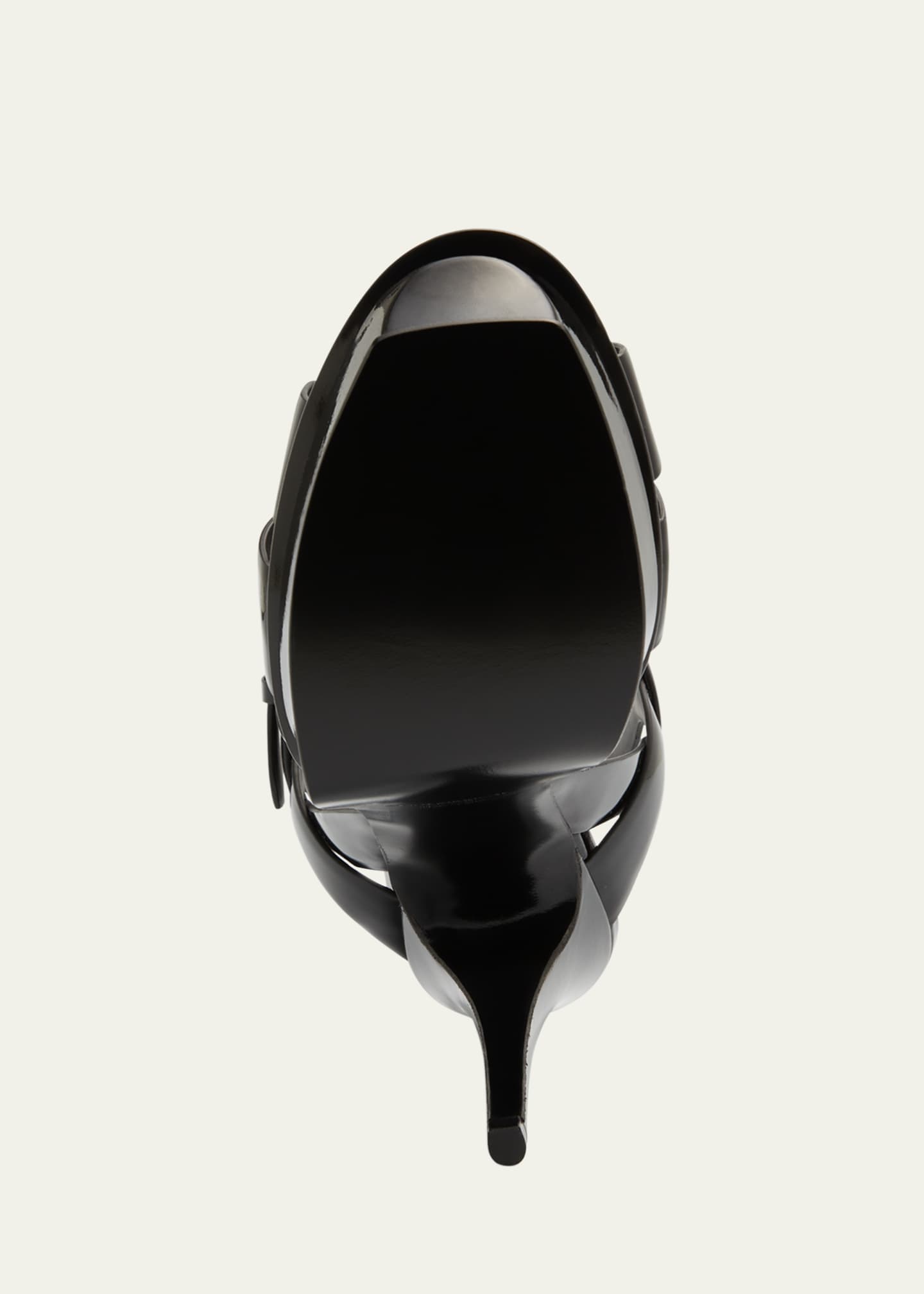 Saint Laurent Tribute Patent T-Strap Platform Sandals Image 6 of 7