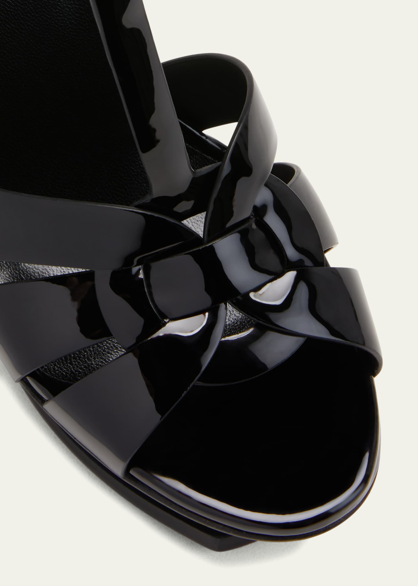 Saint Laurent Tribute Patent T-Strap Platform Sandals Image 5 of 7