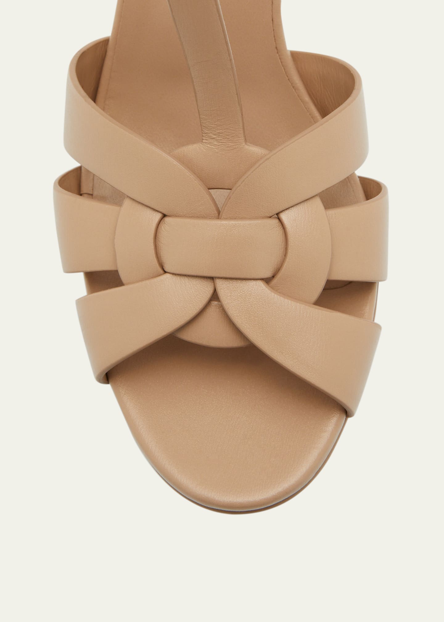 Saint Laurent Tribute Leather T-Strap Platform Sandals Image 5 of 5