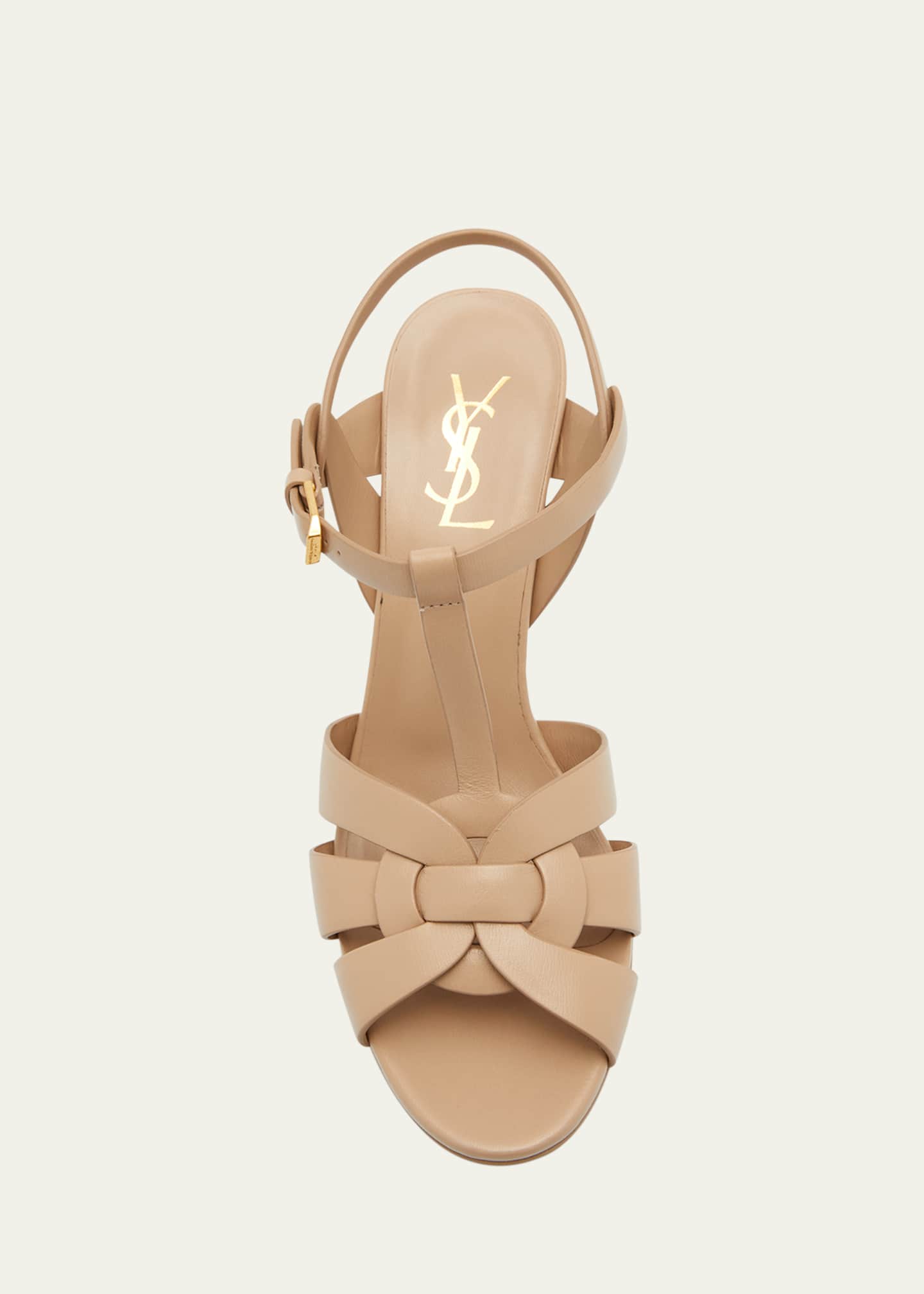 Saint Laurent Tribute Leather T-Strap Platform Sandals Image 4 of 5