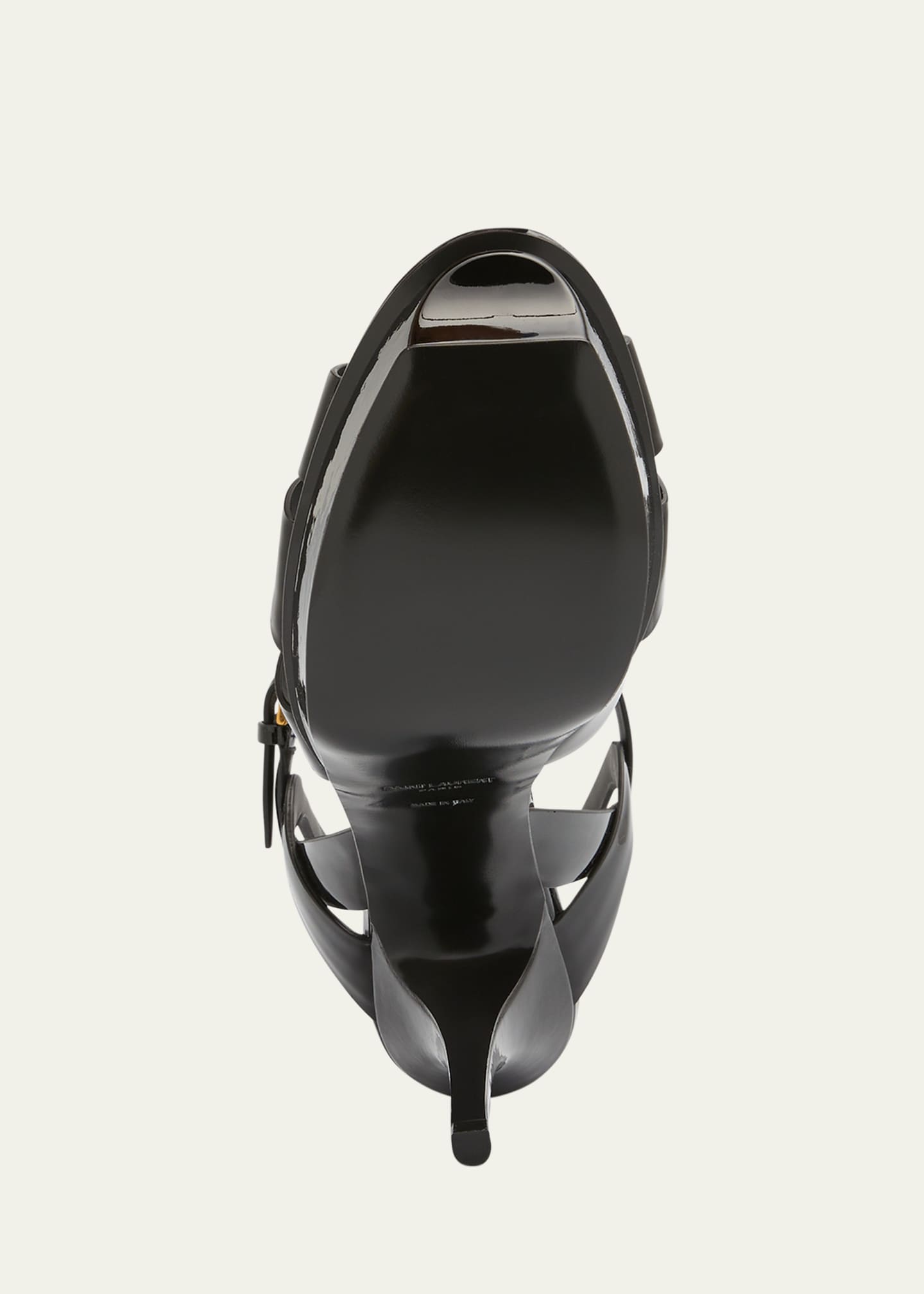 Saint Laurent Tribute Patent T-Strap Platform Sandals Image 6 of 7