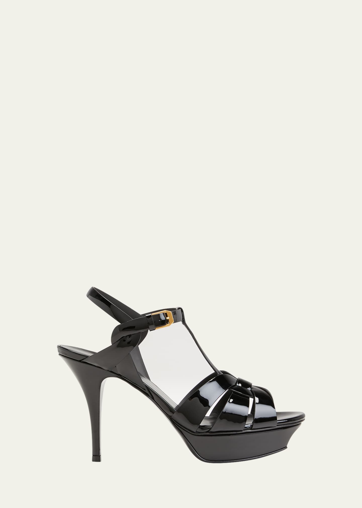 Saint Laurent Tribute Patent T-Strap Platform Sandals Image 1 of 7