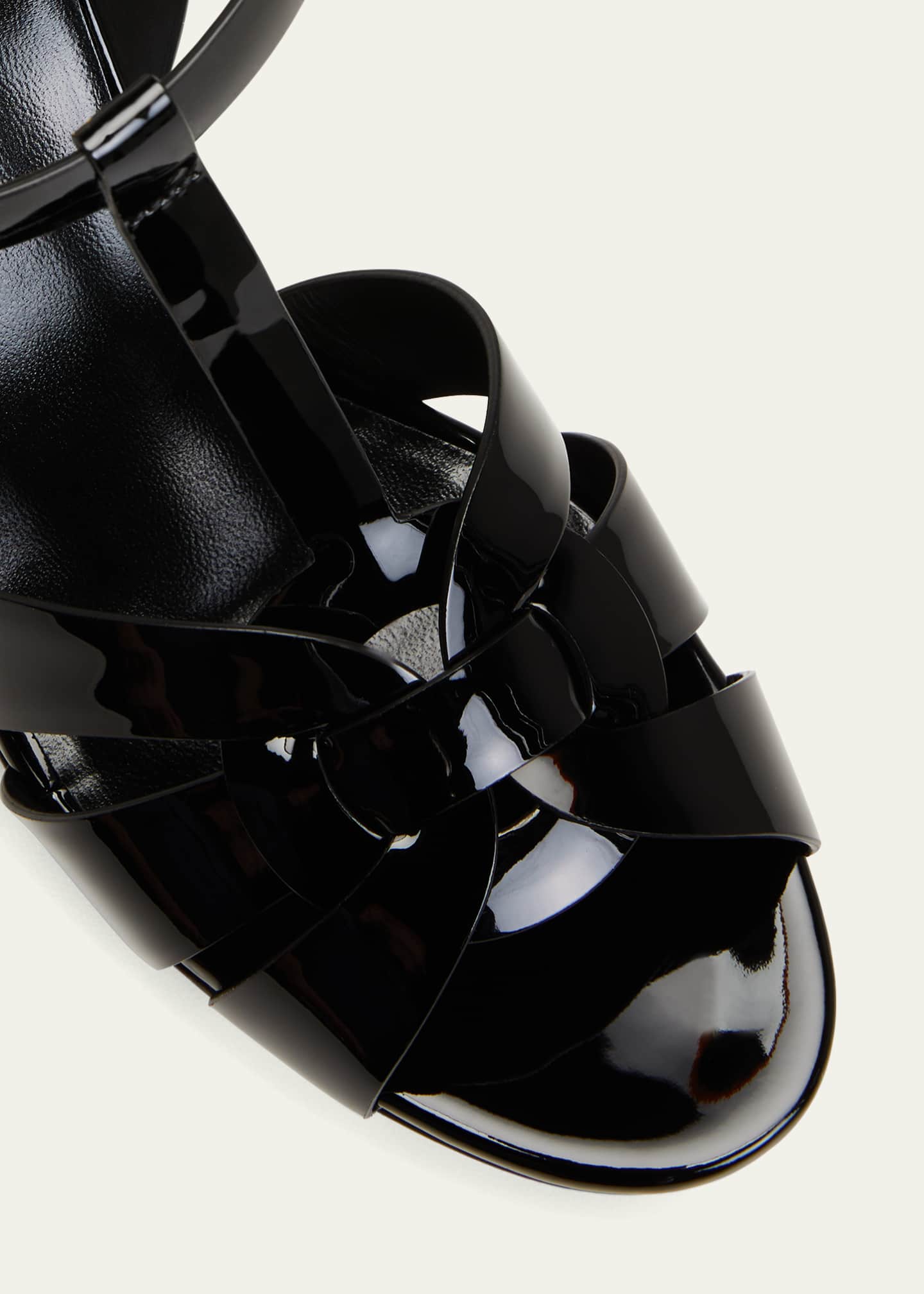 Saint Laurent Tribute Patent T-Strap Platform Sandals Image 5 of 7