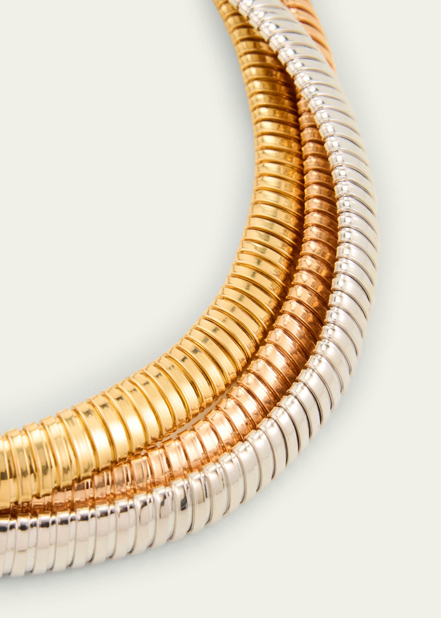 Sidney Garber 18K White, Yellow and Rose Gold Tricolor 3 Band Rolling Necklace, 18"L Image 3 of 4