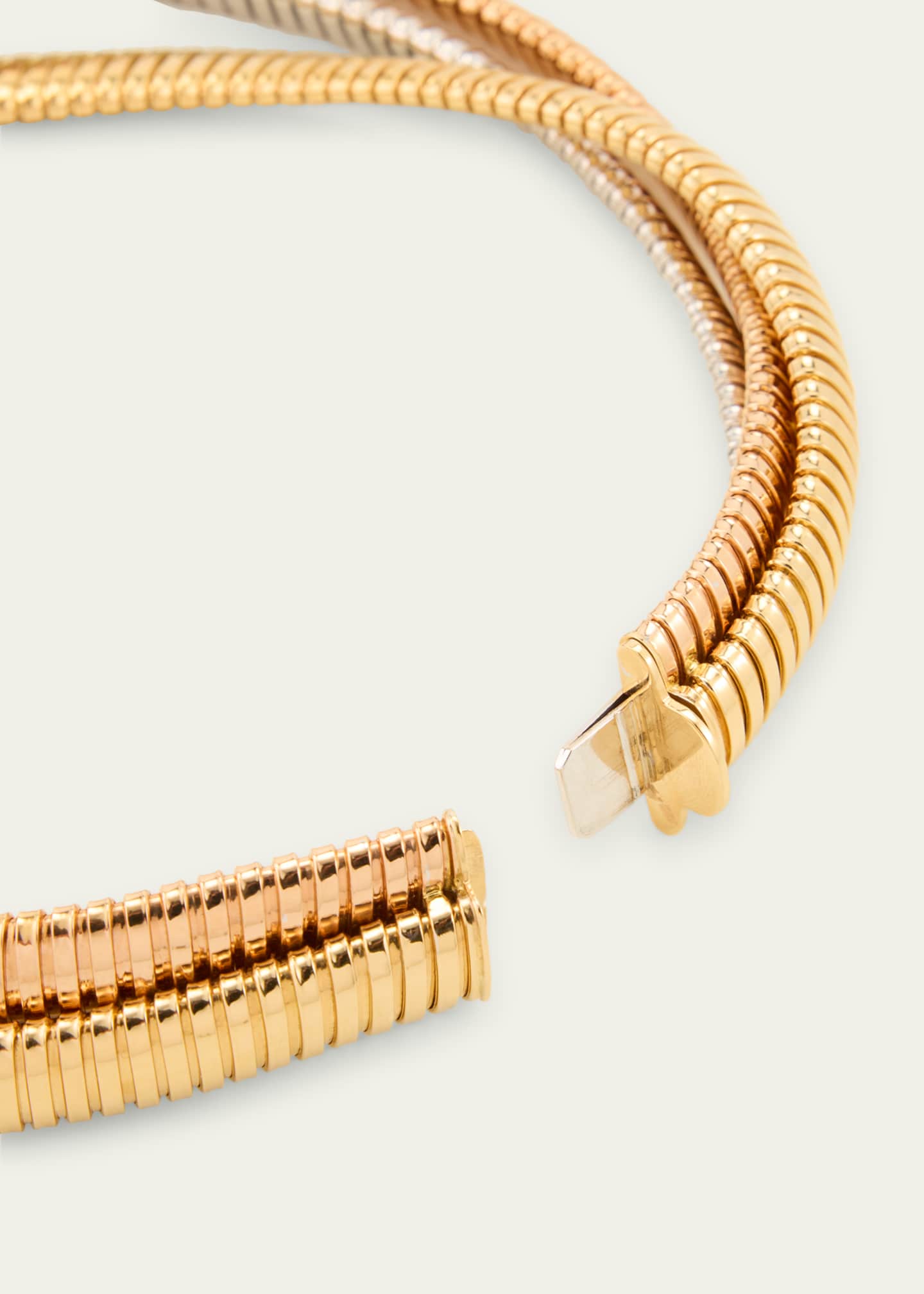 Sidney Garber 18K White, Yellow and Rose Gold Tricolor 3 Band Rolling Necklace, 18"L Image 4 of 4