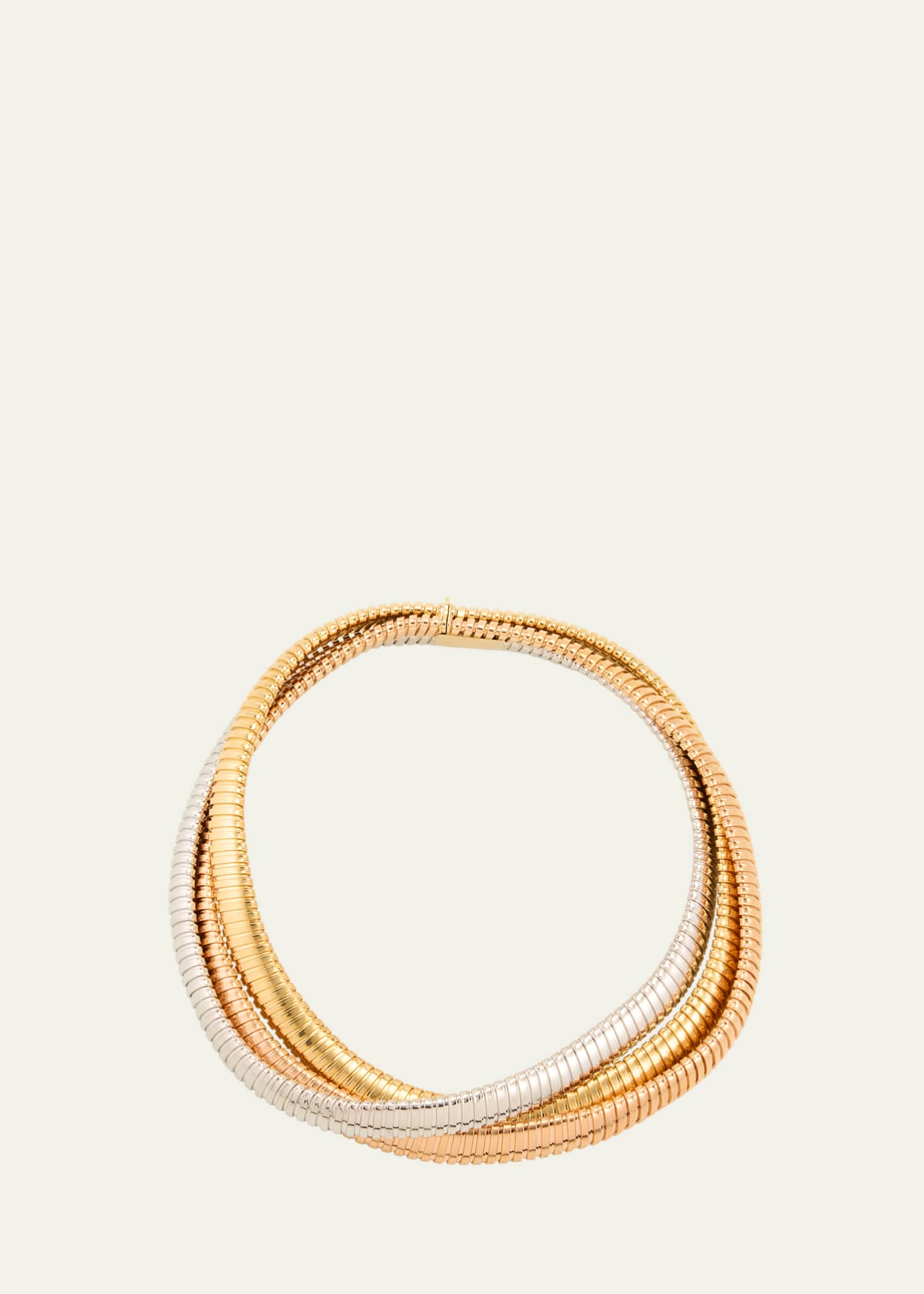 Sidney Garber 18K White, Yellow and Rose Gold Tricolor 3 Band Rolling Necklace, 18"L Image 1 of 4