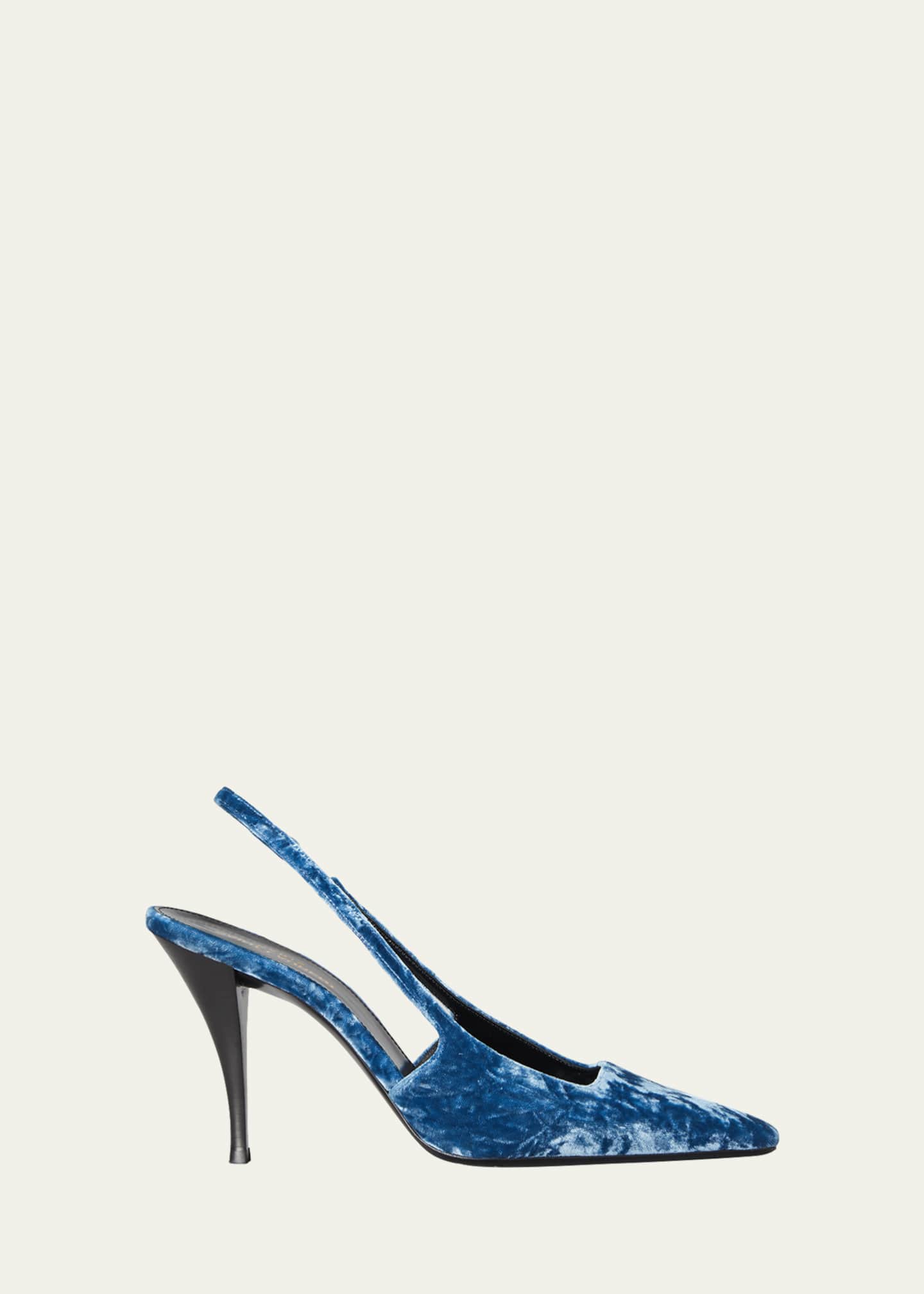 Zara - Bucked Denim Slingback Shoes - Denim Blue - Women