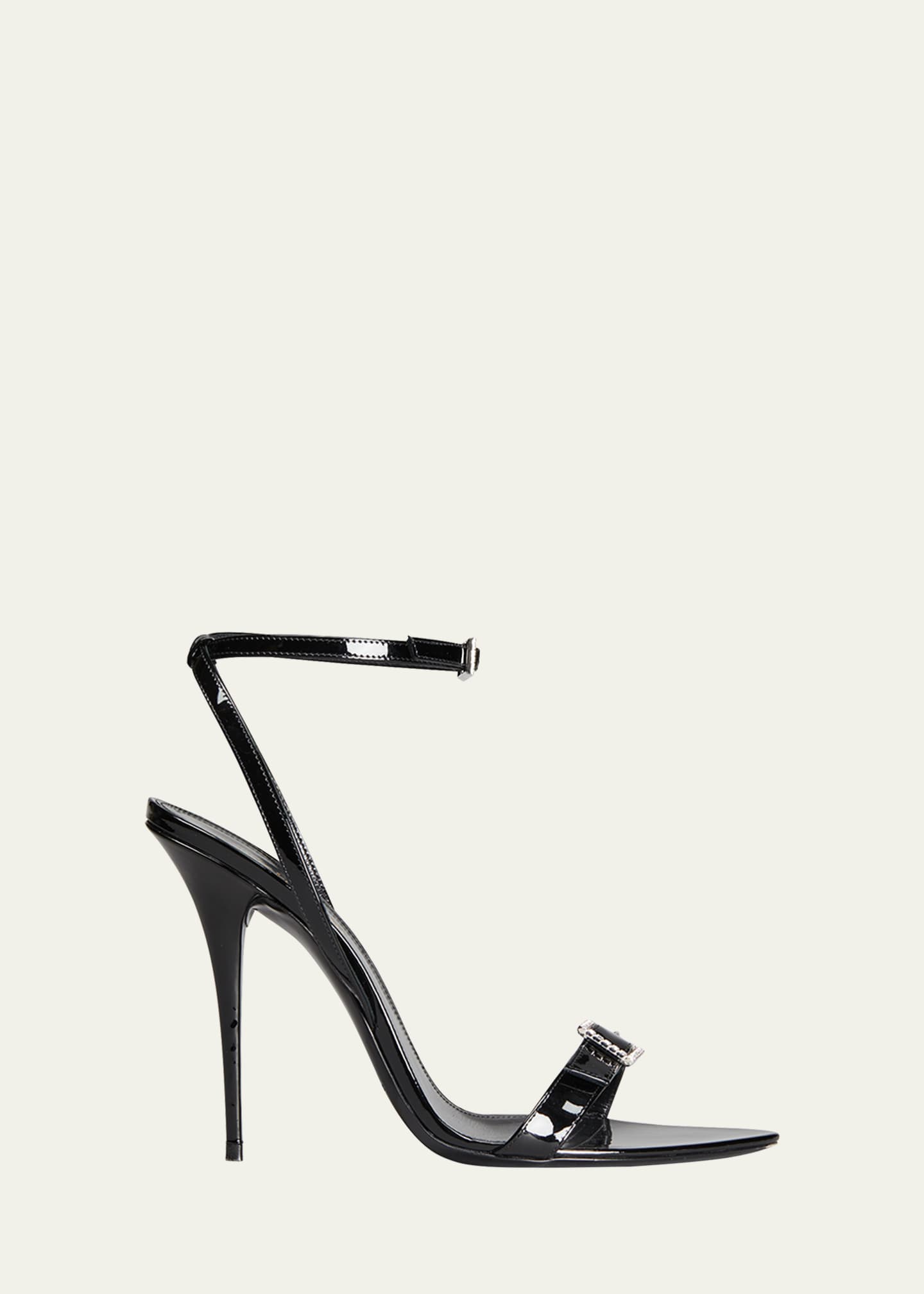 Saint Laurent Patent Crystal-Strap Stiletto Sandals - Bergdorf Goodman