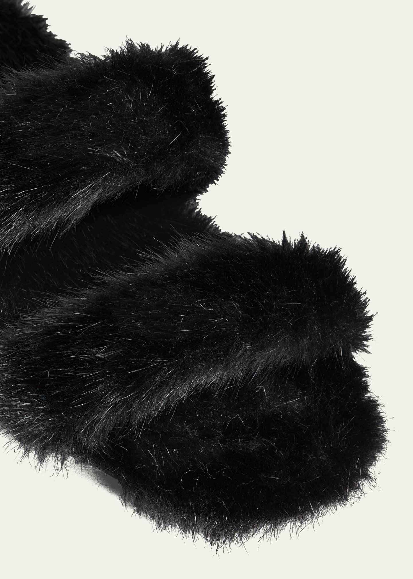 Saint Laurent Mens Bleach Mink Fur Slides In Black