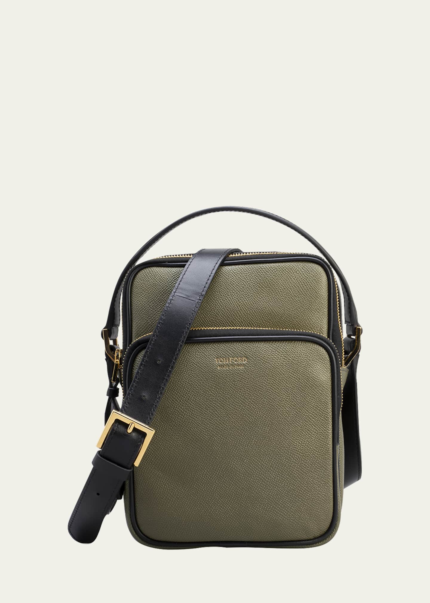TOM FORD Men's Leather Double Zip Messenger Bag Bergdorf Goodman