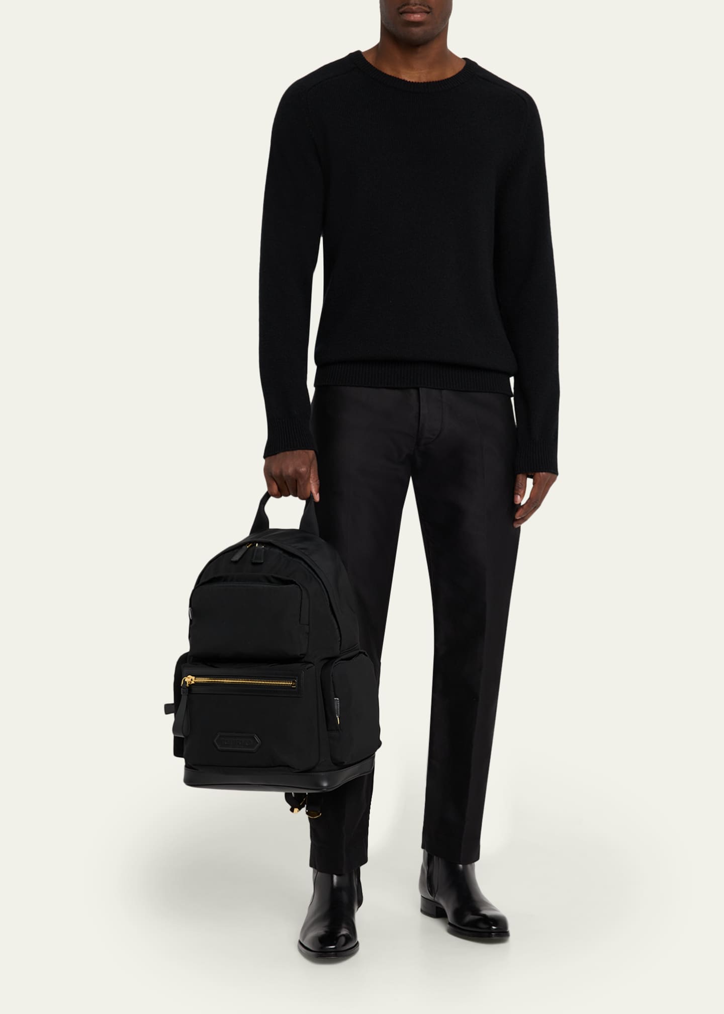 TOM FORD Men's Leather-Trim Recycled Nylon Backpack - Bergdorf Goodman