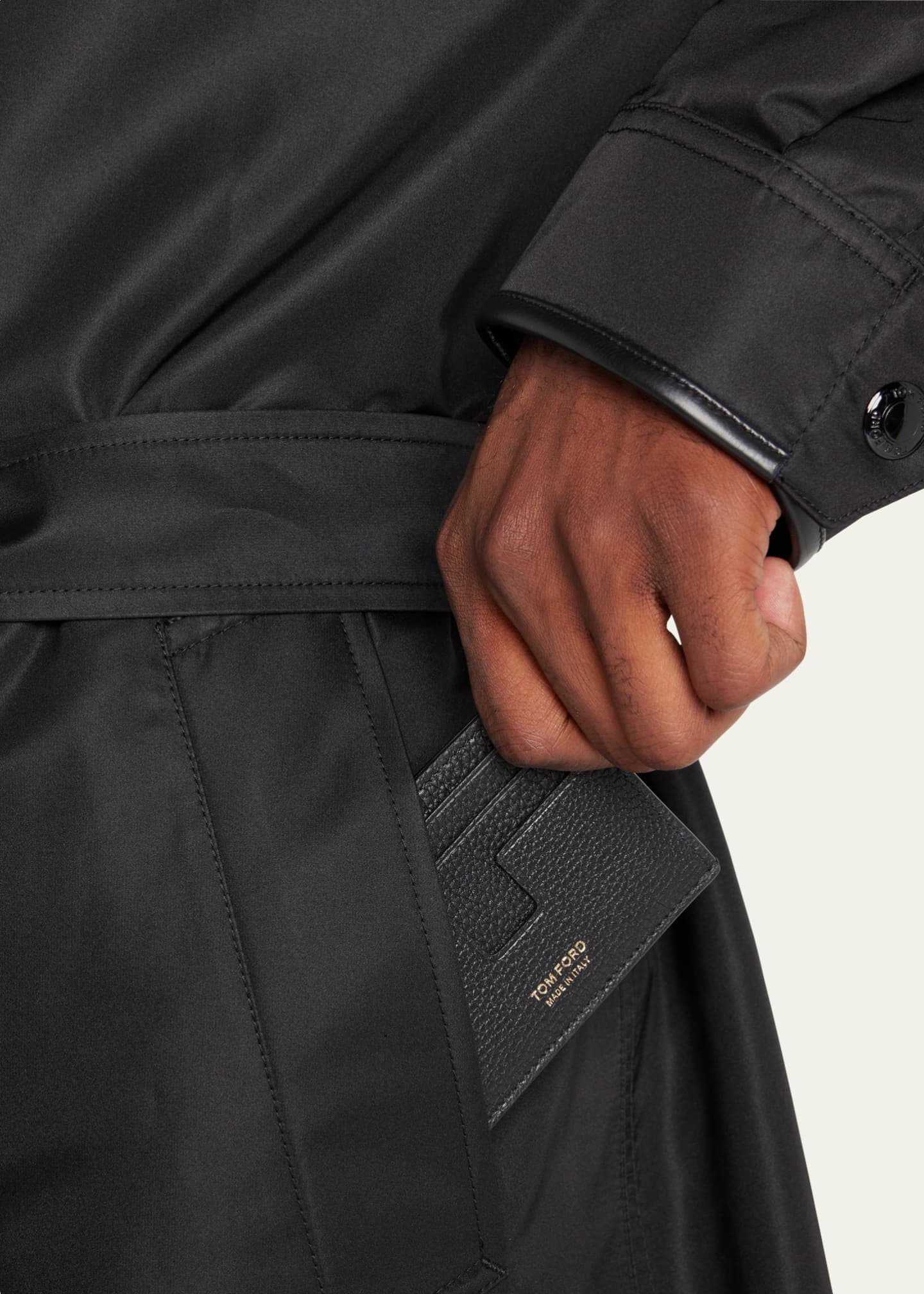 TOM FORD Men's T-Line Open Side Leather Card Holder Image 2 of 4