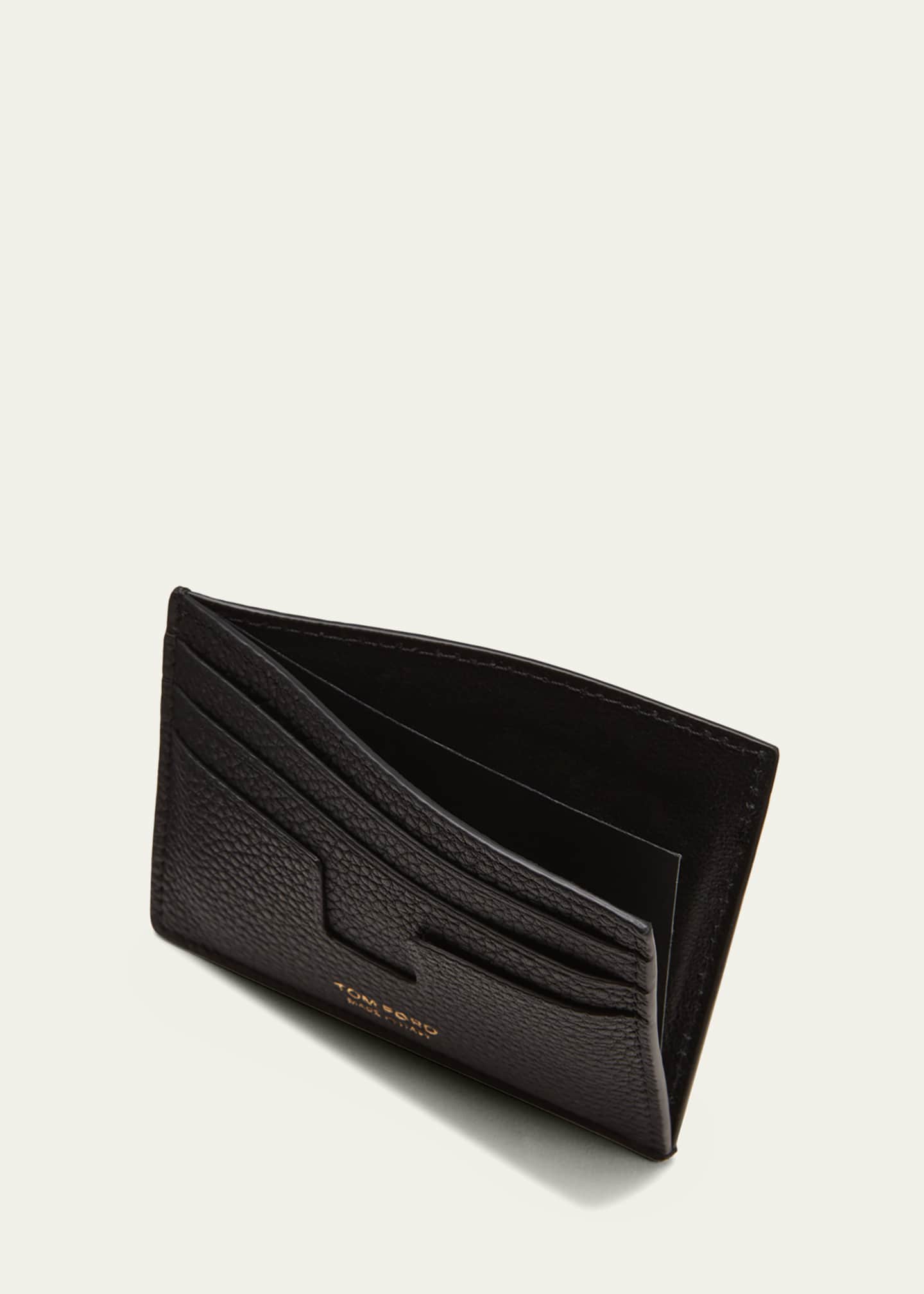TOM FORD Men's T-Line Open Side Leather Card Holder