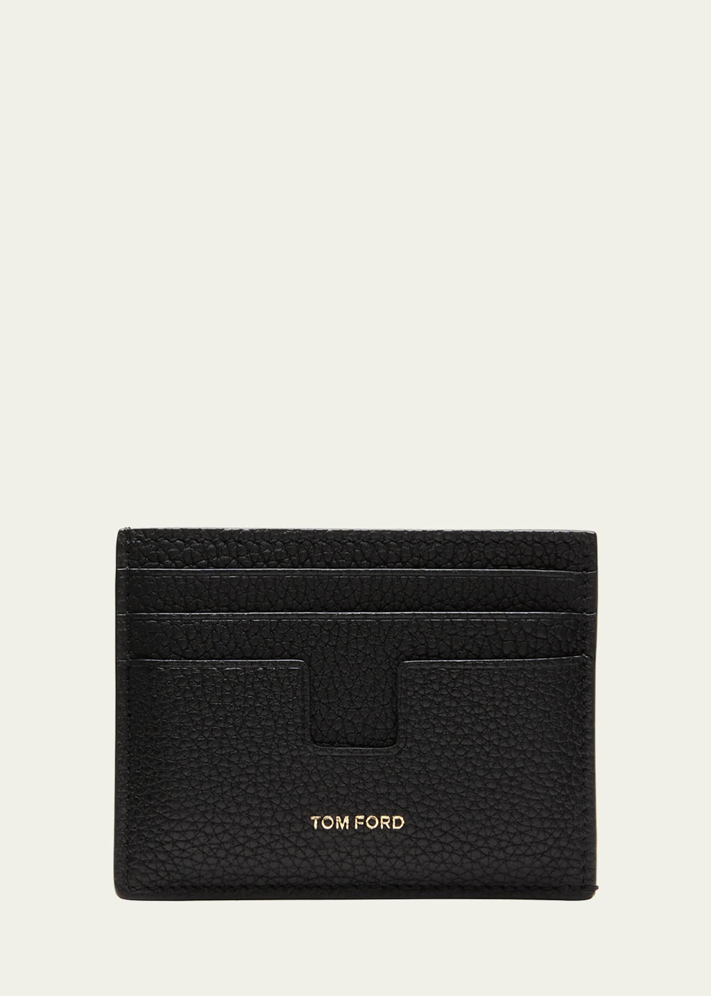 TOM FORD Men's T-Line Open Side Leather Card Holder Image 1 of 4