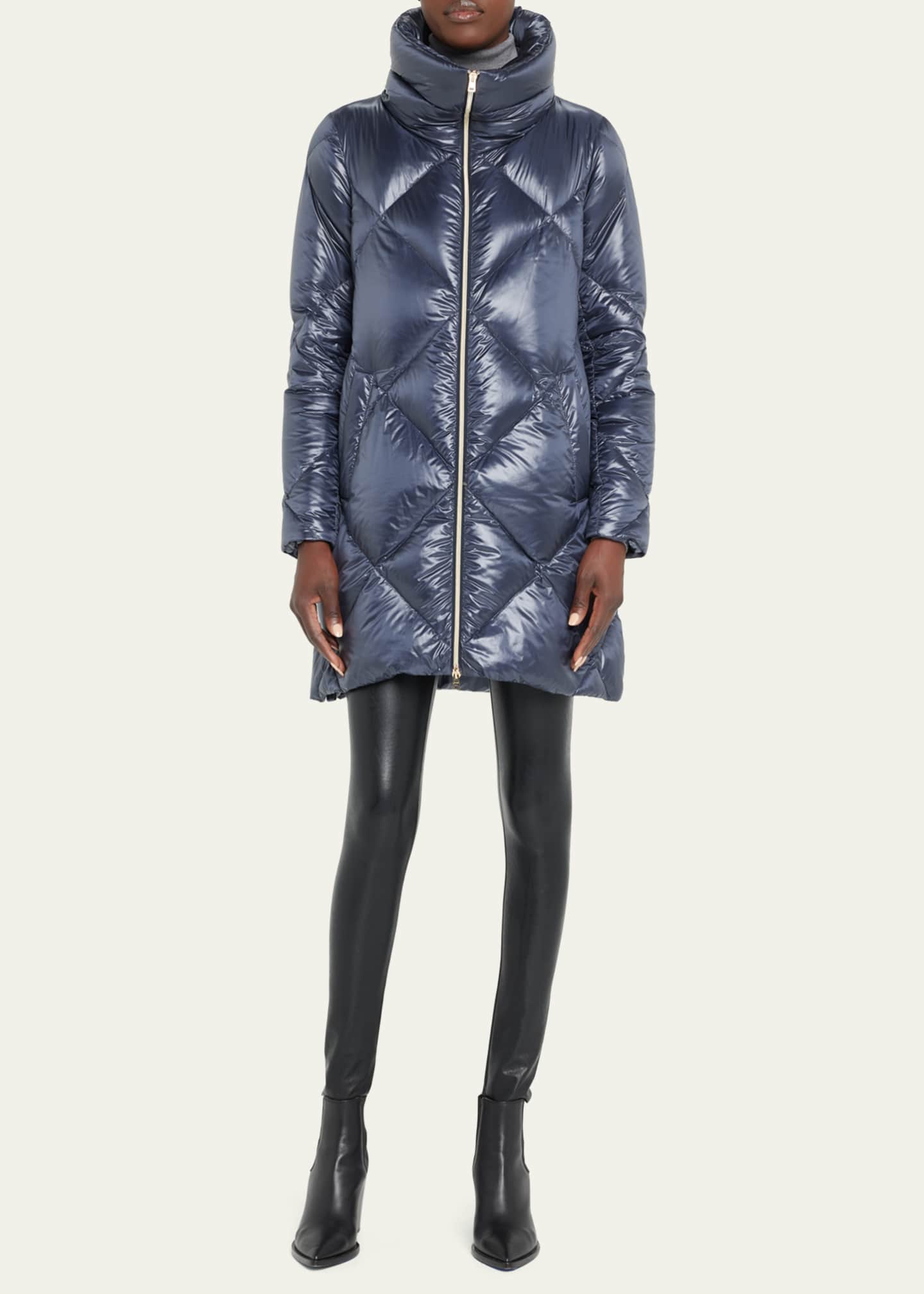 Herno DiamondStitch Woven Half Puffer Coat Bergdorf Goodman