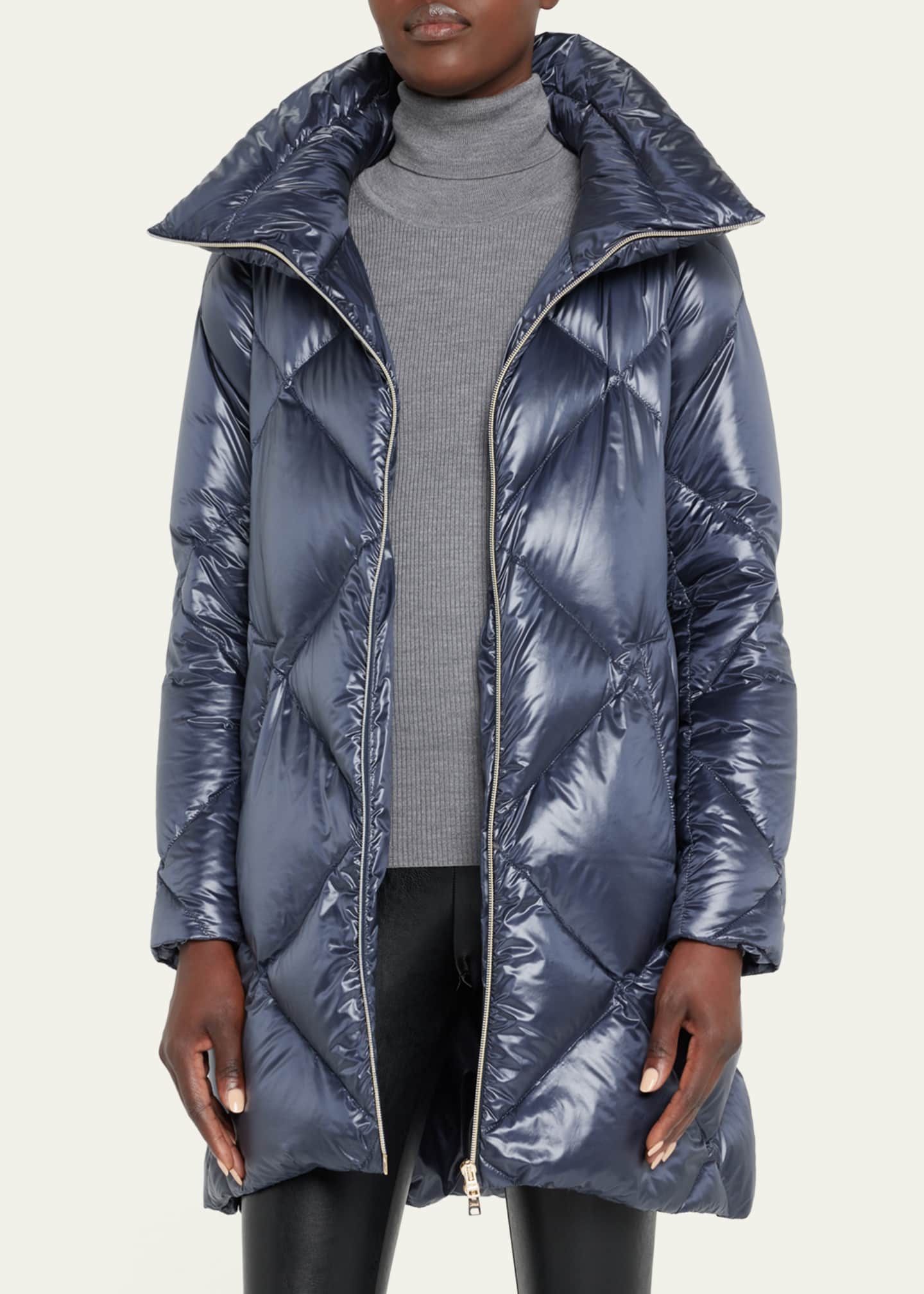Herno DiamondStitch Woven Half Puffer Coat Bergdorf Goodman
