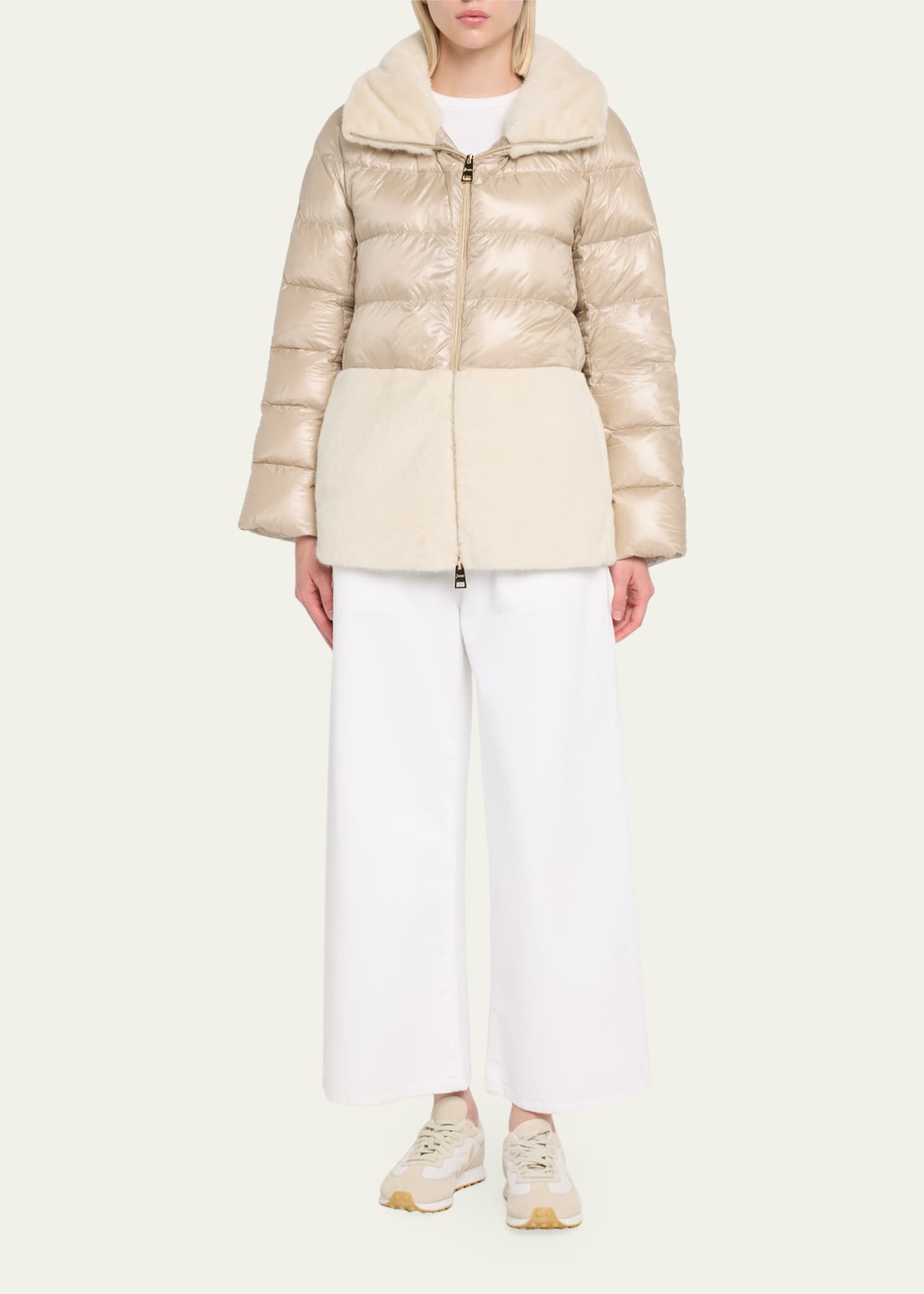Herno Quilted Puffer Jacket w/ Faux Fur Panel - Bergdorf Goodman