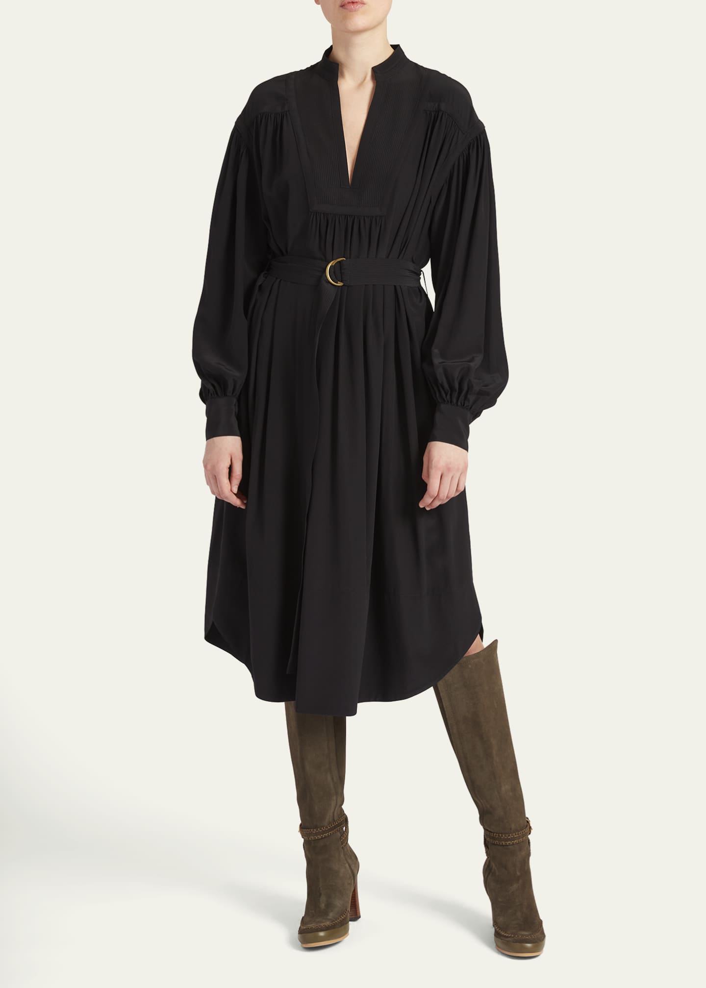 Ulla Johnson Taiana Silk Belted Midi Shirt Dress - Bergdorf Goodman