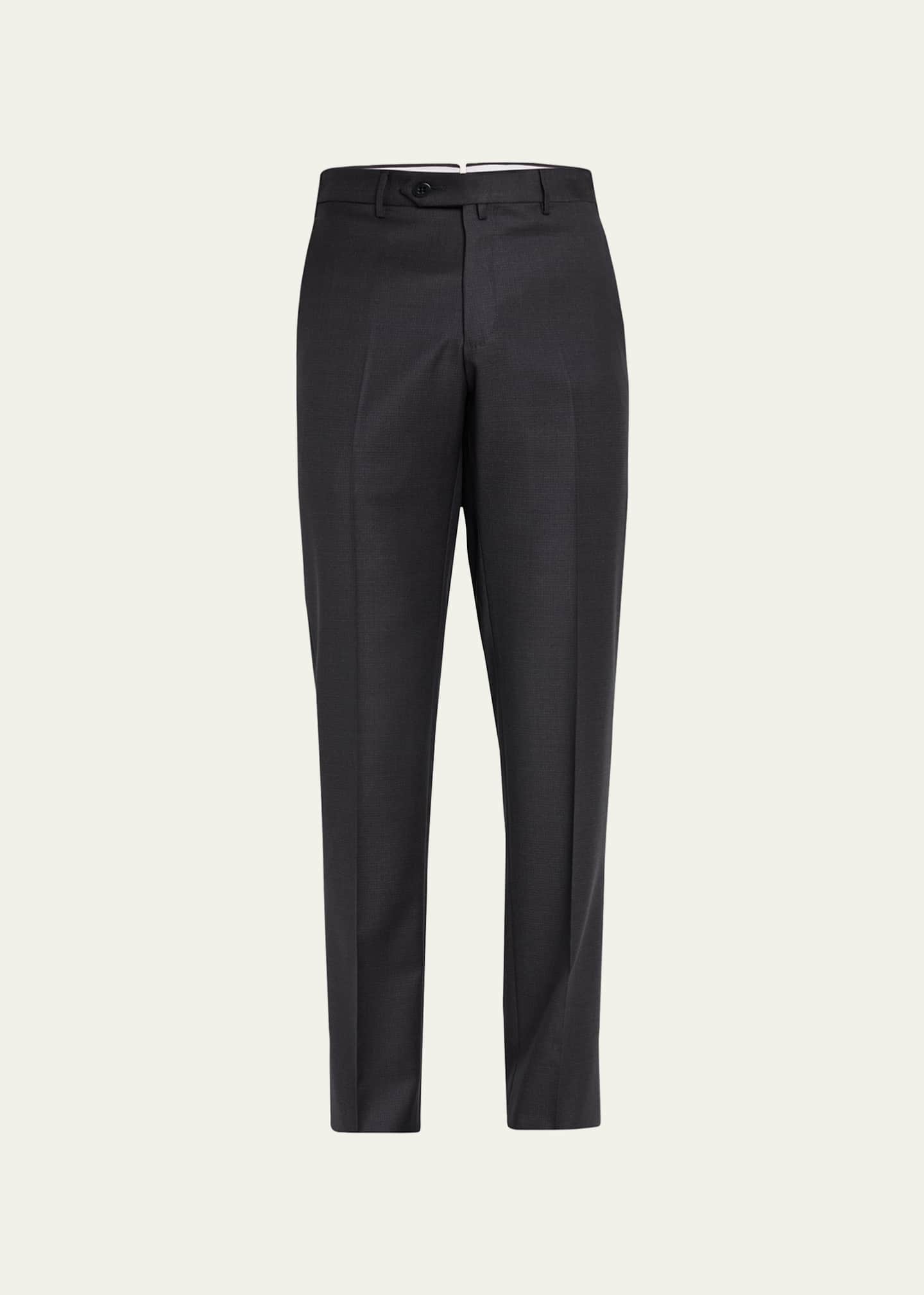 Zanella Men's MicroCheck Stretch Wool Dress Pants Bergdorf Goodman