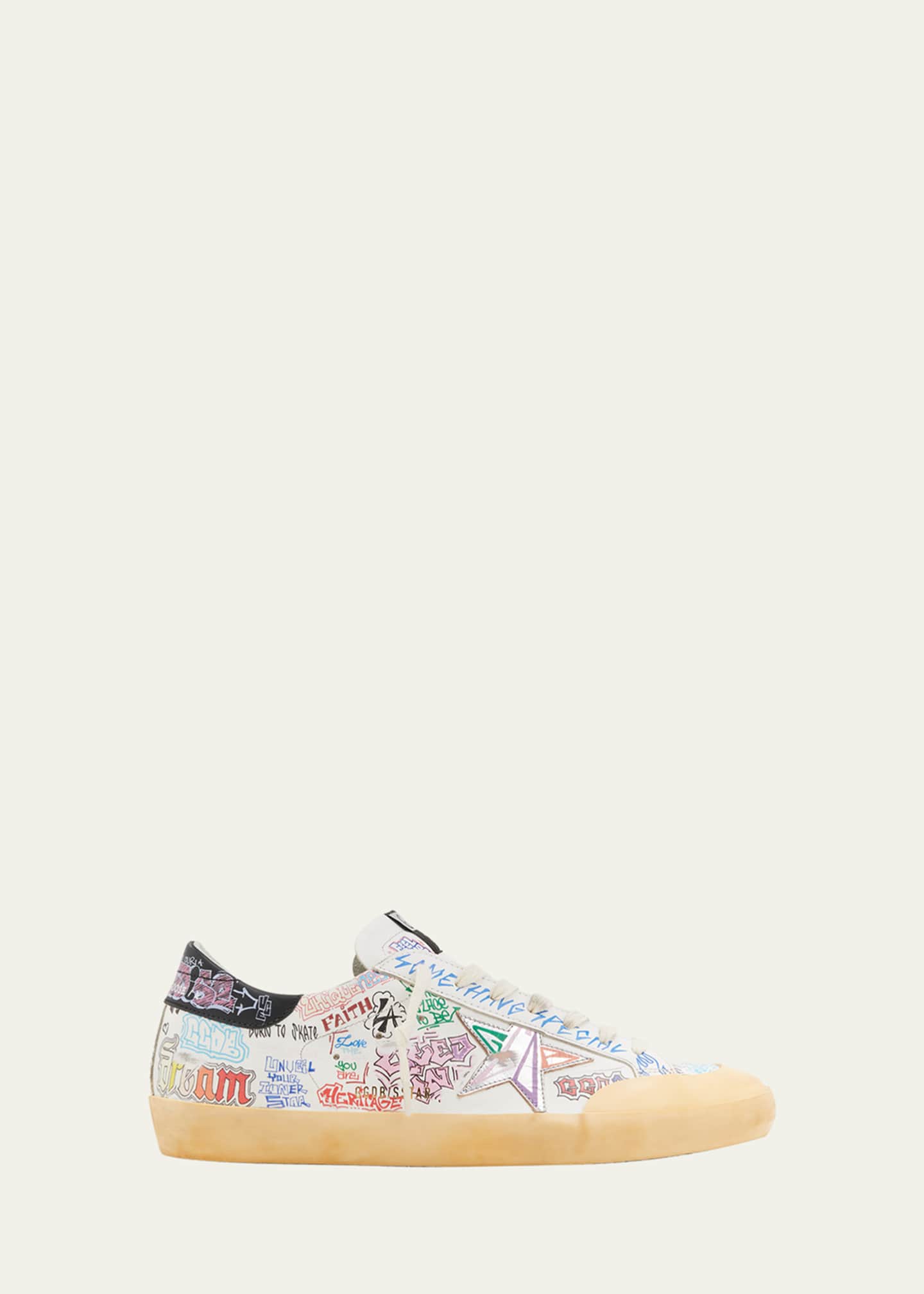Golden Goose Men #39 s Super Star Graffiti Print Leather Low Top Sneakers