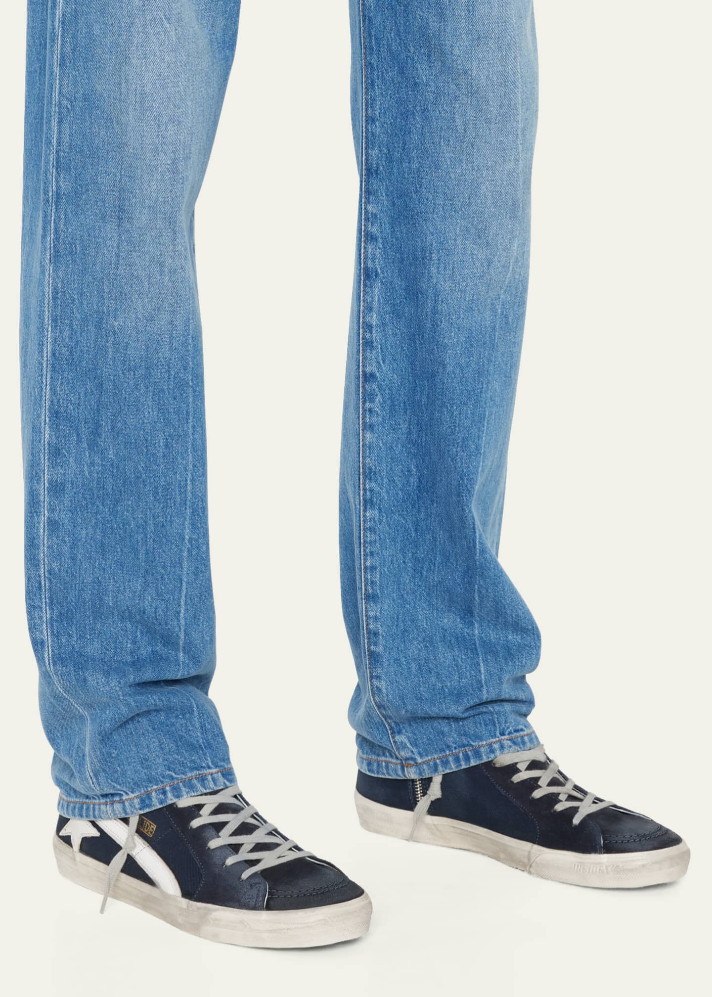 Golden Goose Men's Distressed Denim & Leather High-Top Sneakers