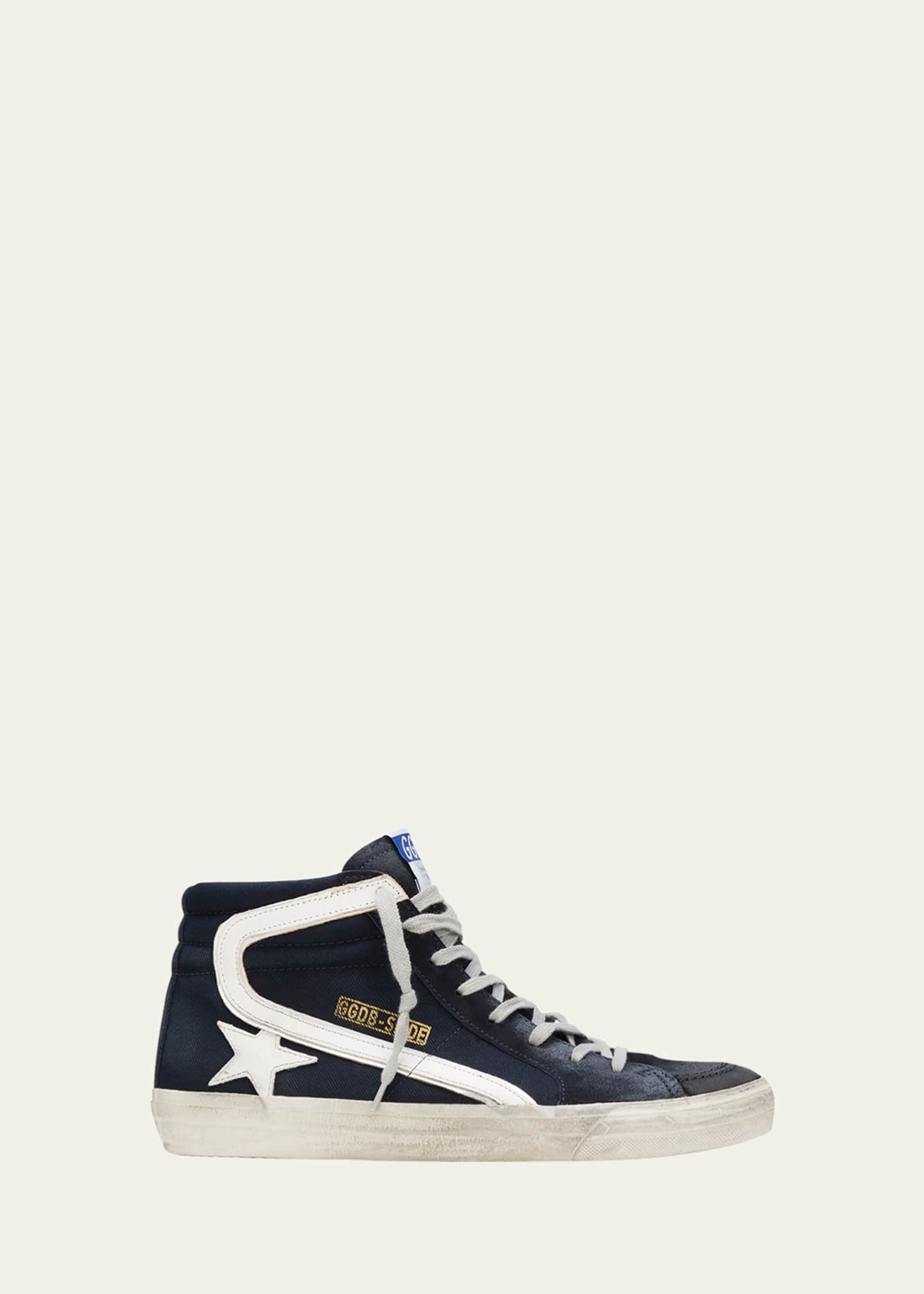 Golden Men's Distressed Denim Leather High-Top Sneakers - Bergdorf Goodman