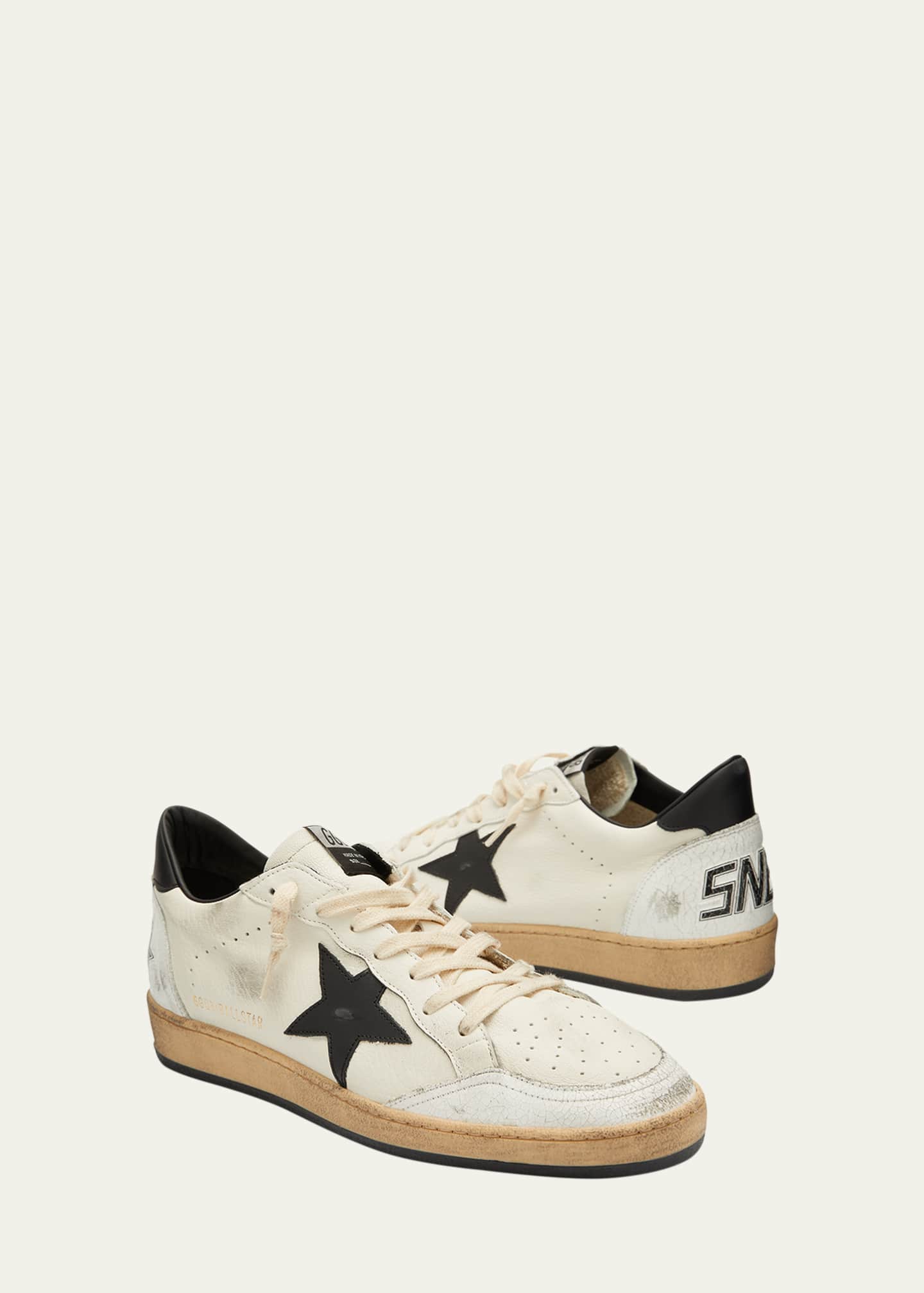 Golden Goose Men's Ball Star Distressed Leather Low-Top Sneakers Image 7 of 7