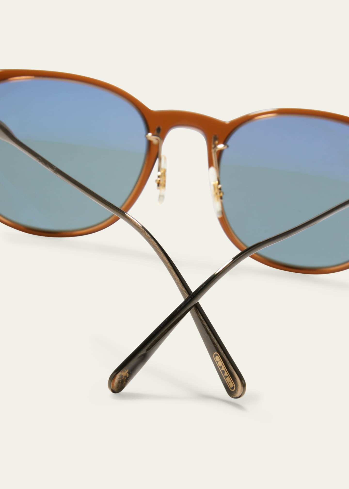 Brunello Cucinelli & Oliver Peoples Gerardo Oval Acetate & Metal Sunglasses  - Bergdorf Goodman