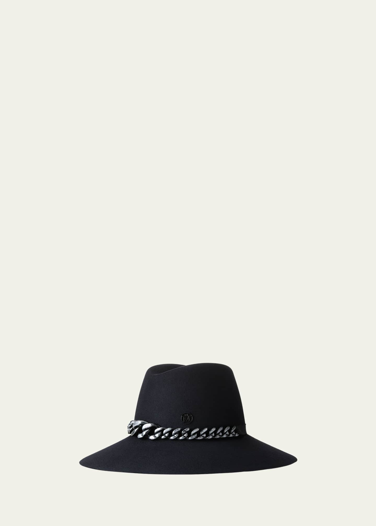 Maison Michel Kate Large-Brim Chain Wool Felt Hat - Bergdorf Goodman