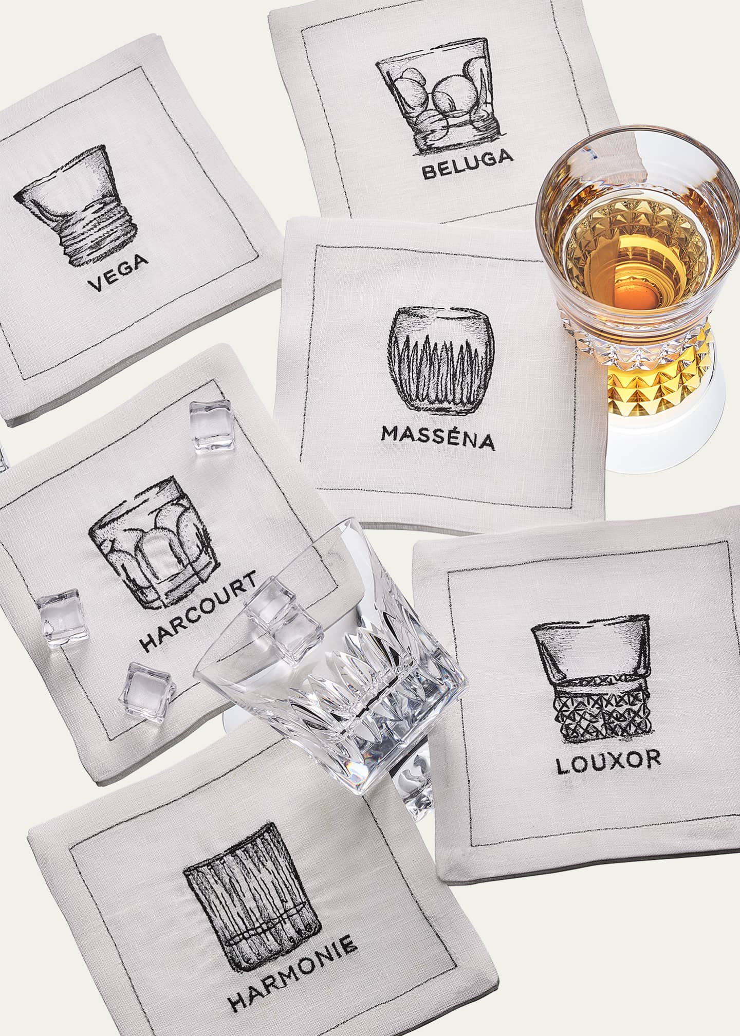 Baccarat x Kim Seybert Cocktails Cocktail Napkins, Set of 6 Bergdorf Goodman