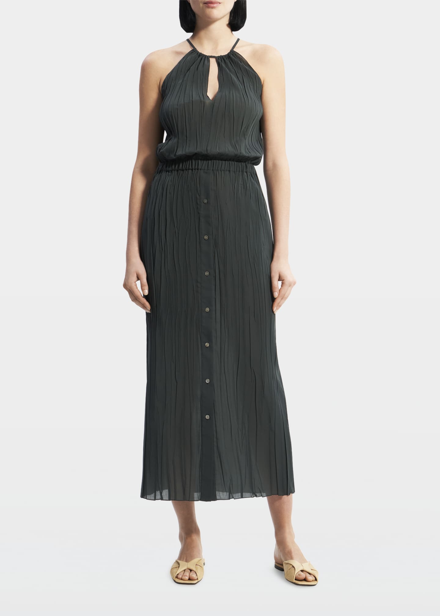 Theory Gathered Pleated Cami Midi Dress Bergdorf Goodman