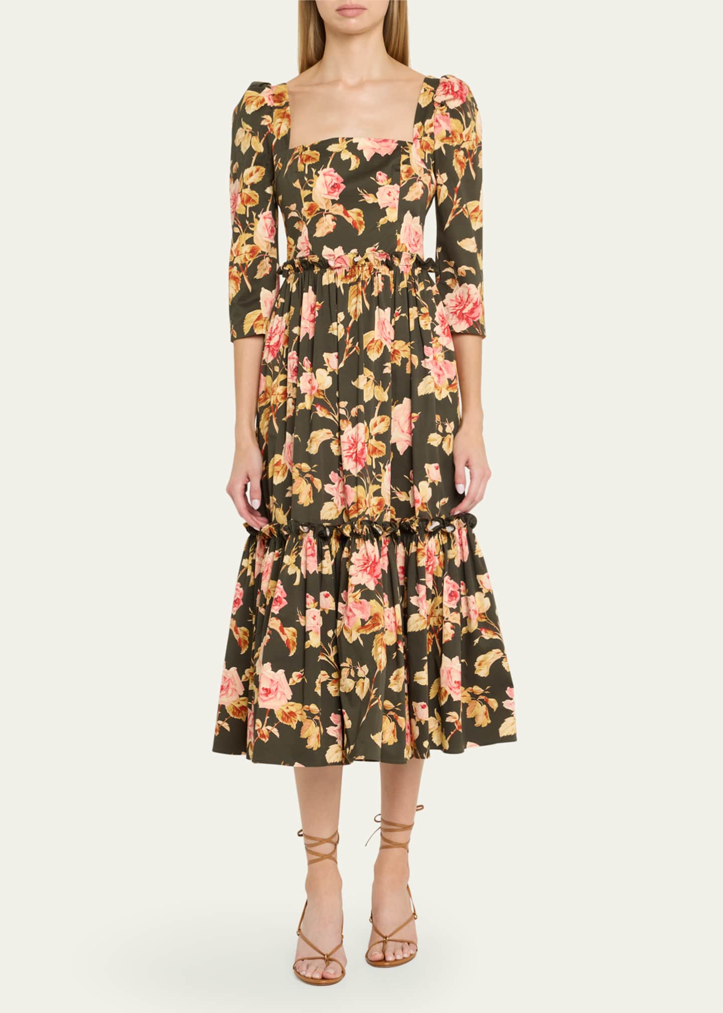 Cara Cara Blue Hill Printed Cotton Sateen Midi Dress - Bergdorf Goodman