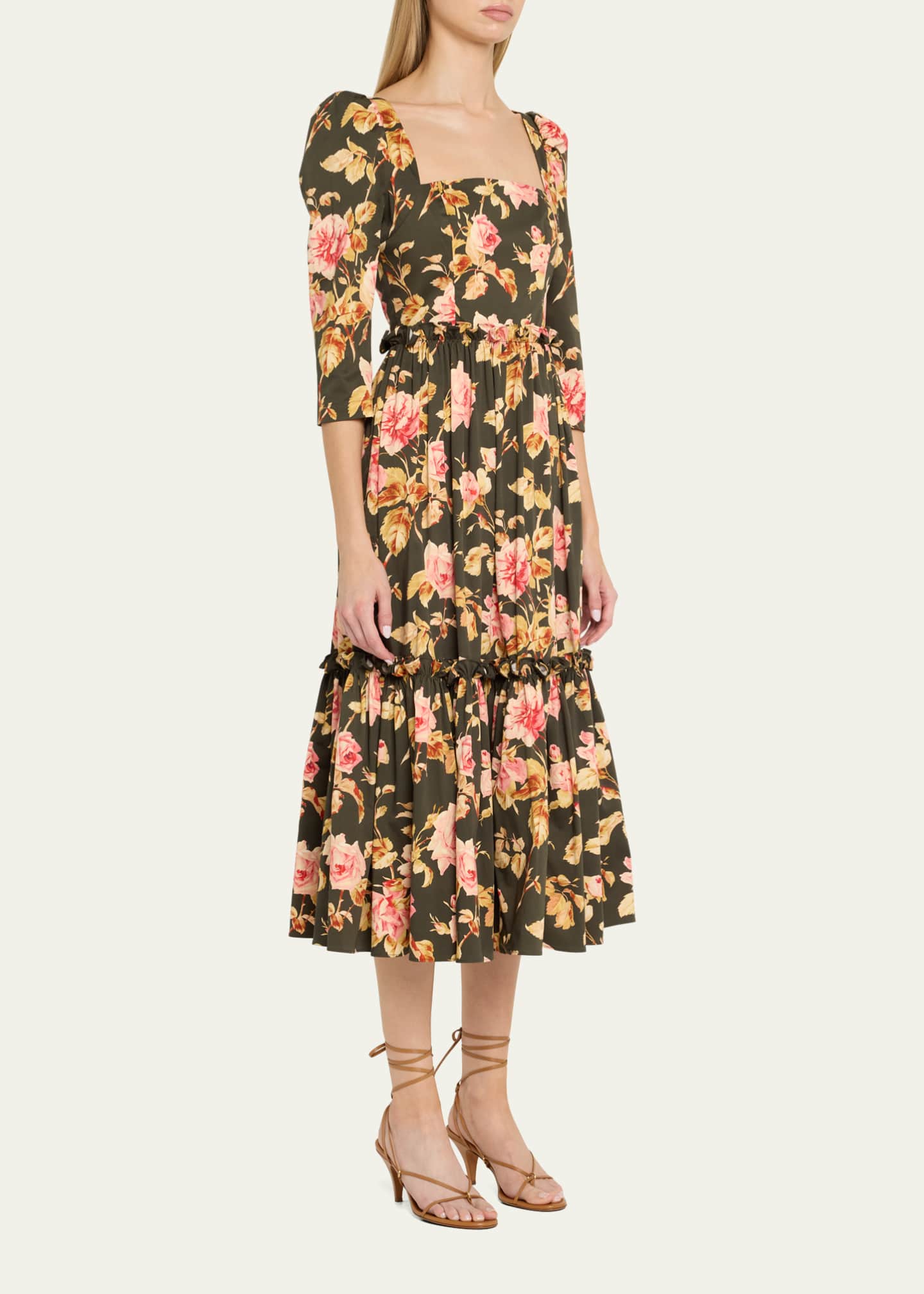 Cara Cara Blue Hill Printed Cotton Sateen Midi Dress - Bergdorf Goodman