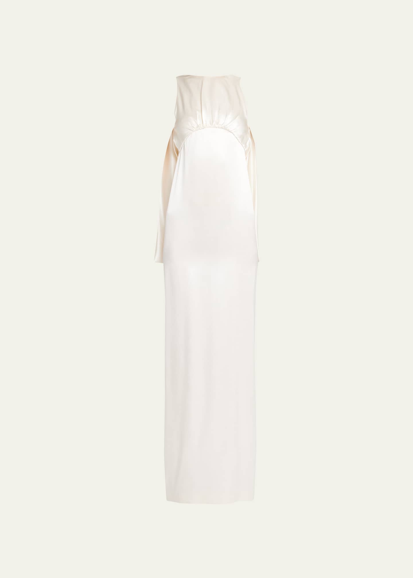 Saint Laurent Column Back-Tie Silk Gown - Bergdorf Goodman