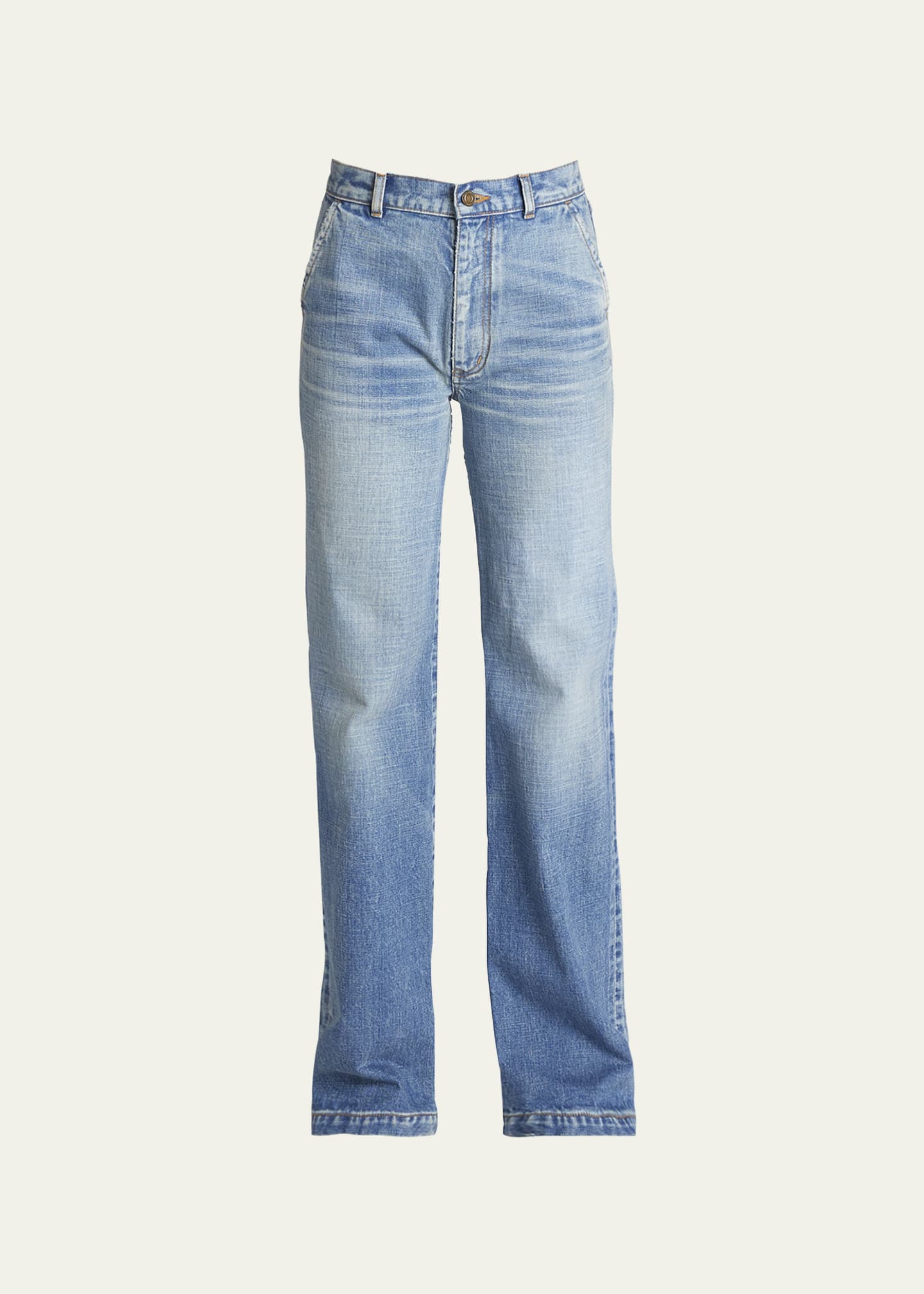 Saint Laurent Jane Straight-Leg Denim Pants Image 1 of 5
