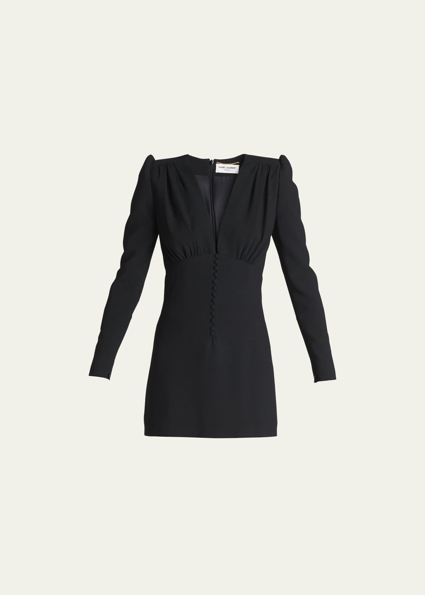 Saint Laurent Plunging Crepe Mini Dress - Bergdorf Goodman